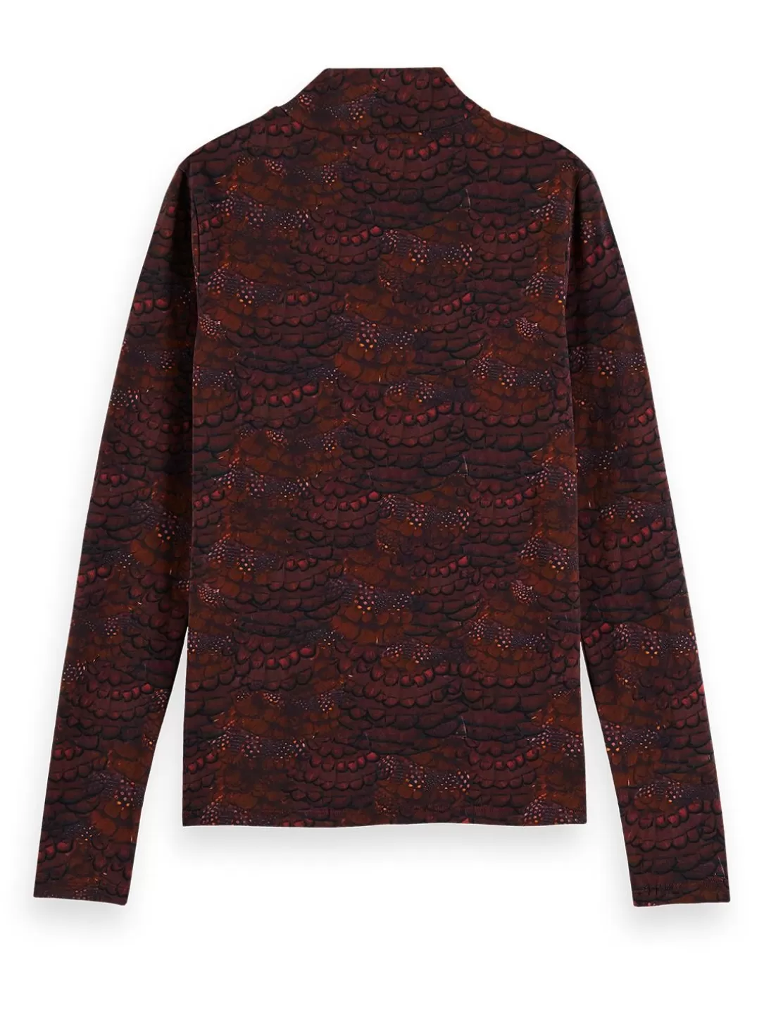 Scotch and Soda All Over Printed Mockneck Long Sleeve T-Shirt Feather Bordeaux Shop