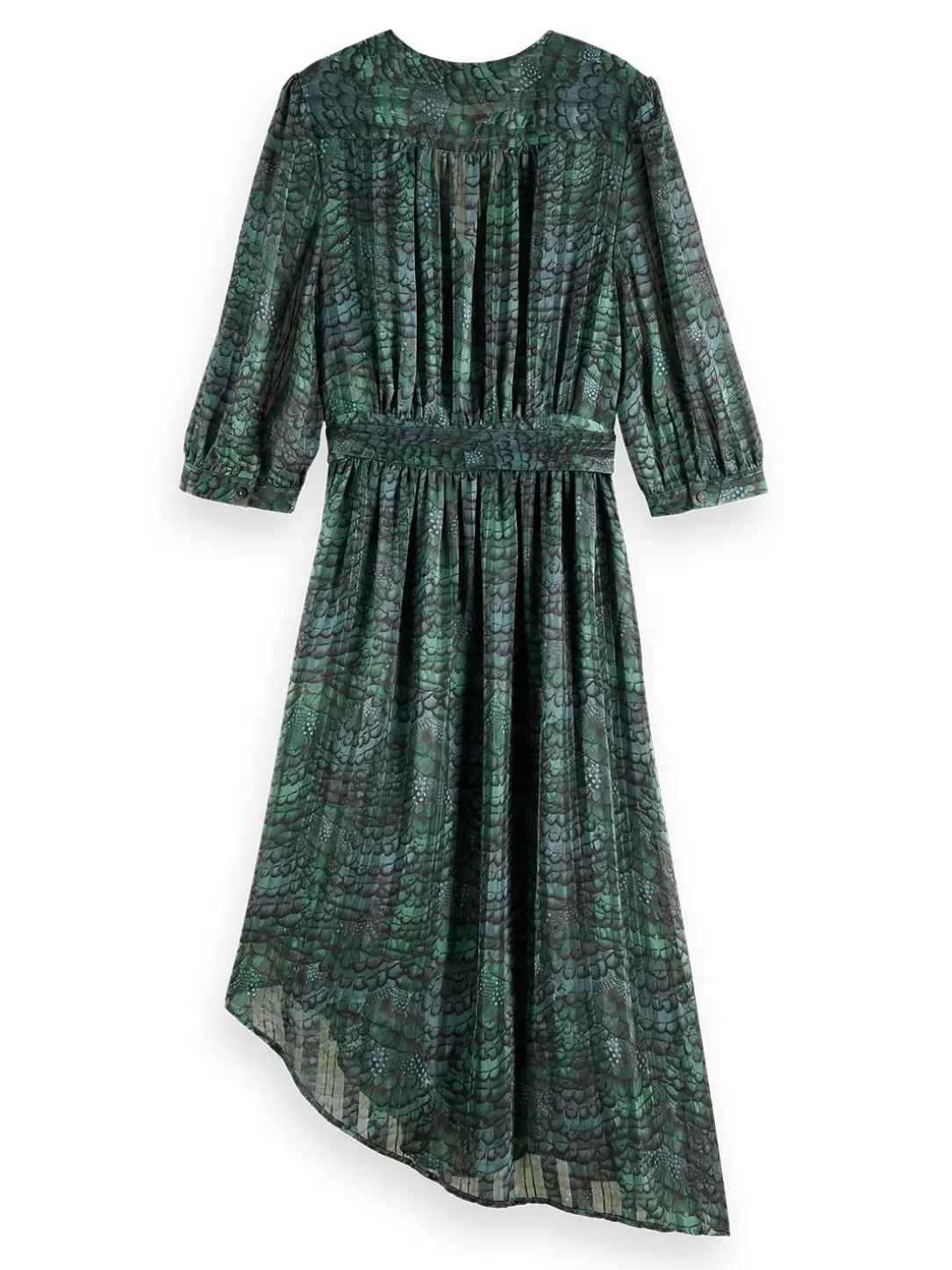 Scotch and Soda Asymmetric Wrap Dress Feather Bottle Green Clearance