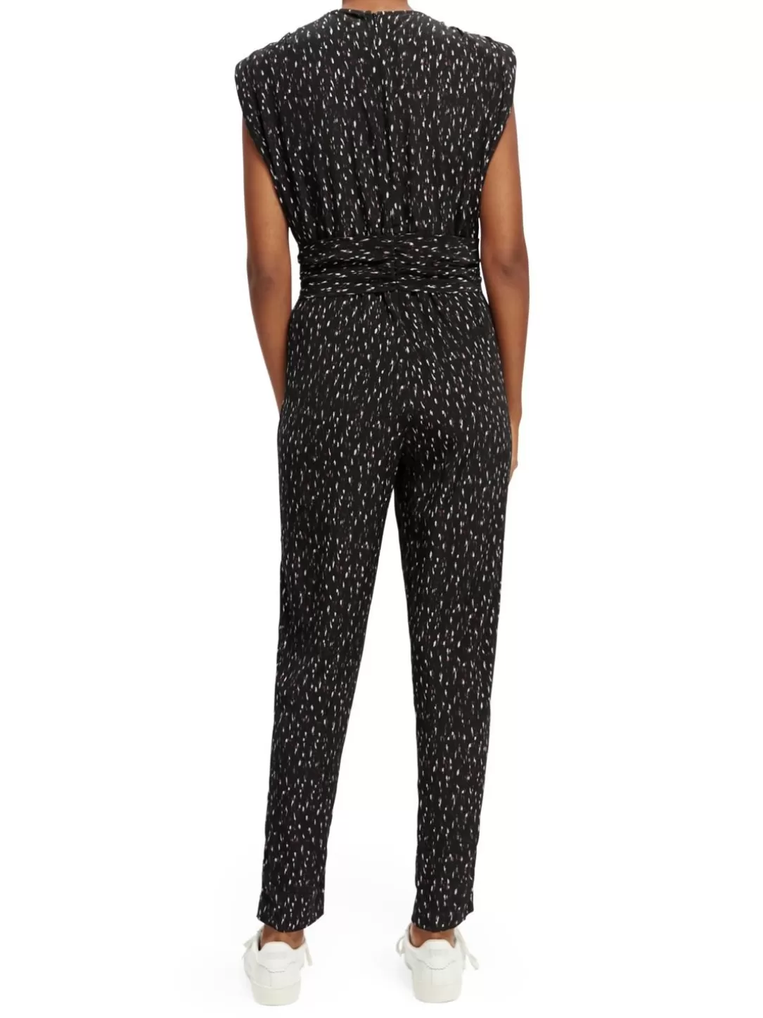 Scotch and Soda Belted V-Neck Jumpsuit Ikat Rain Clearance