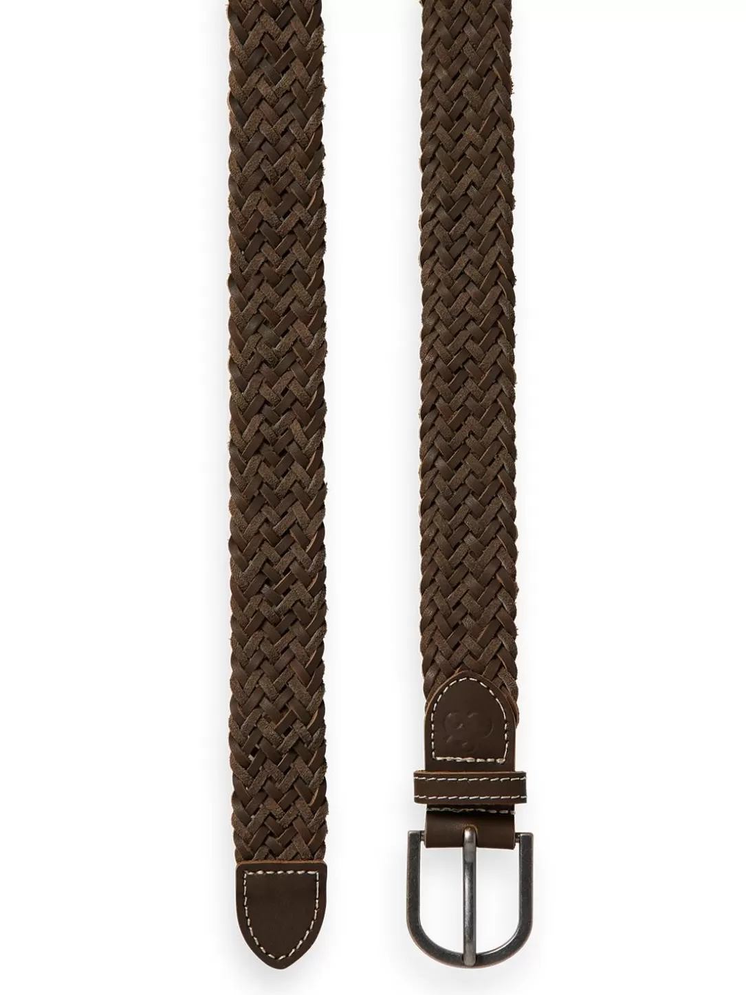 Scotch and Soda Braided Leather & Suede Belt Dark Taupe Clearance