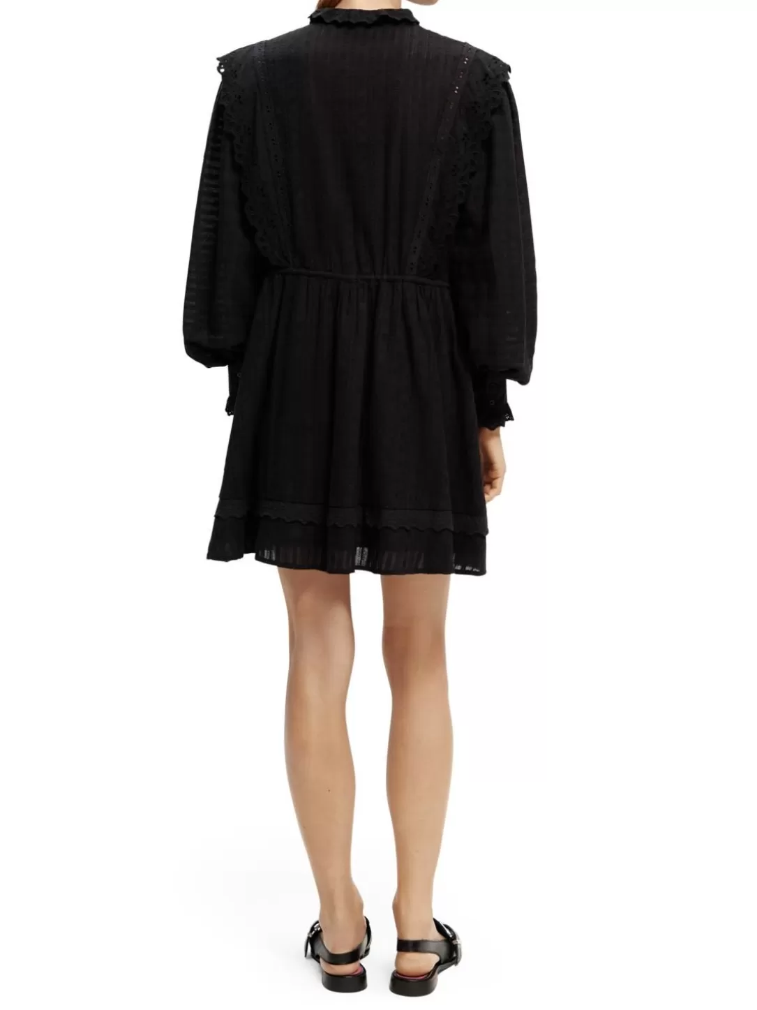 Scotch and Soda Broderie Anglaise Mini Organic Cotton Dress Black Best Sale