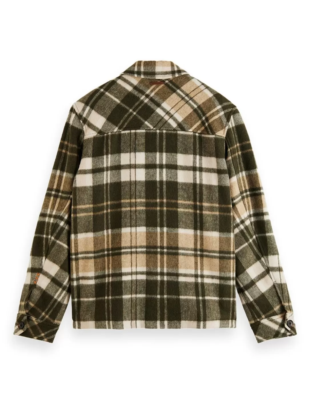 Scotch and Soda Brushed Wool-Blend Checked Overshirt Green Check Sale