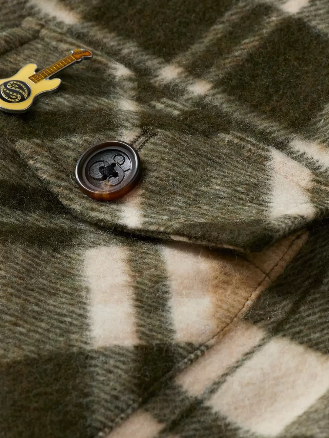 Scotch and Soda Brushed Wool-Blend Checked Overshirt Green Check Sale