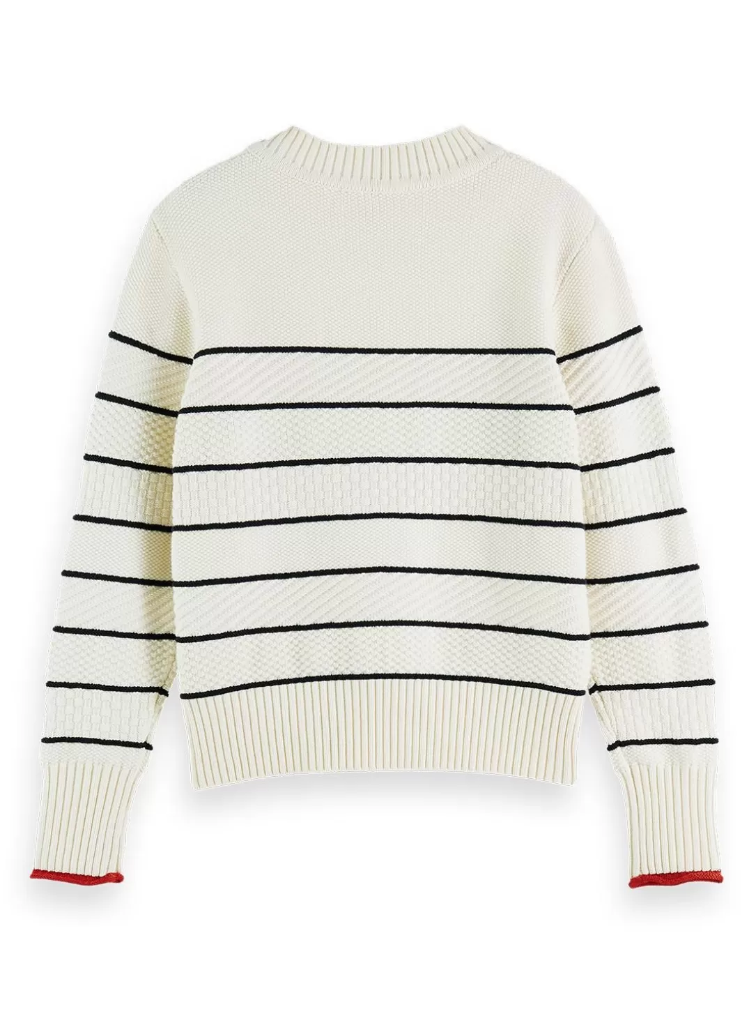 Scotch and Soda Button Shoulder Striped Pullover Ecru Outlet