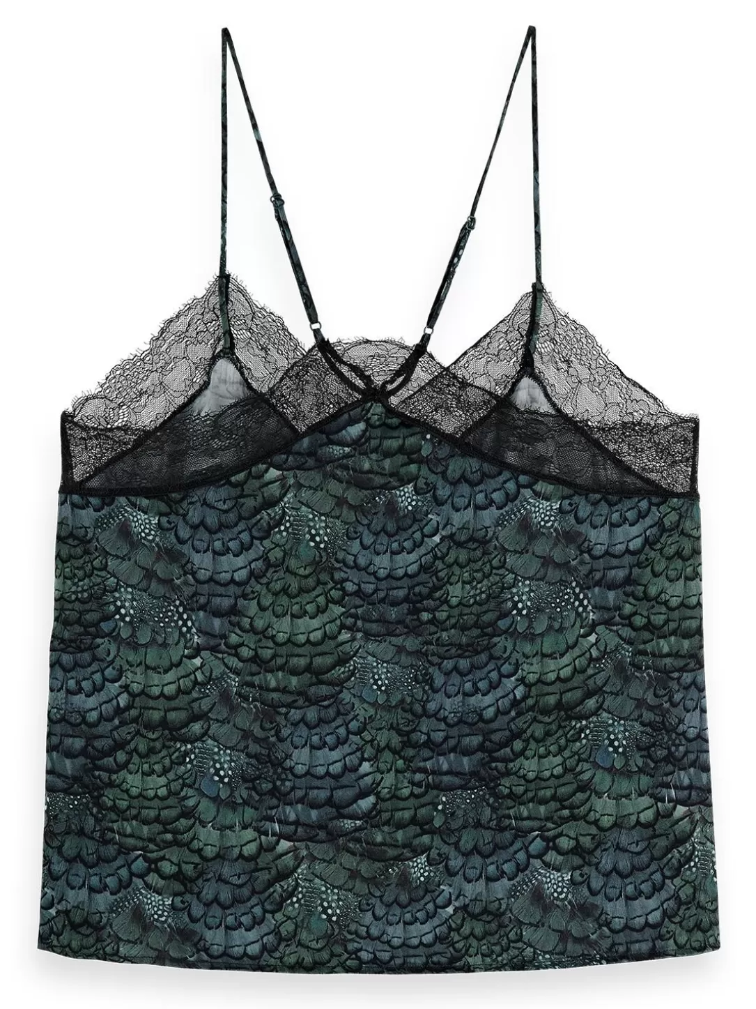 Scotch and Soda Camisole With Lace Detail Feather Bottle Green Discount