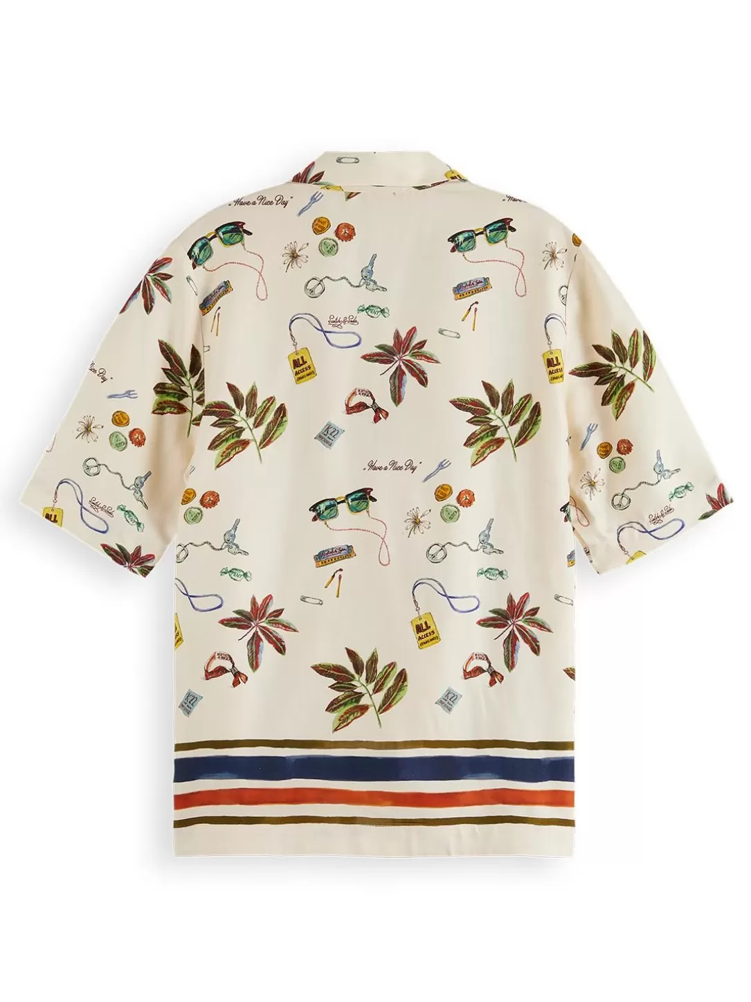 Scotch and Soda Camp Shirt With Border Print Festival Trinket Border Best