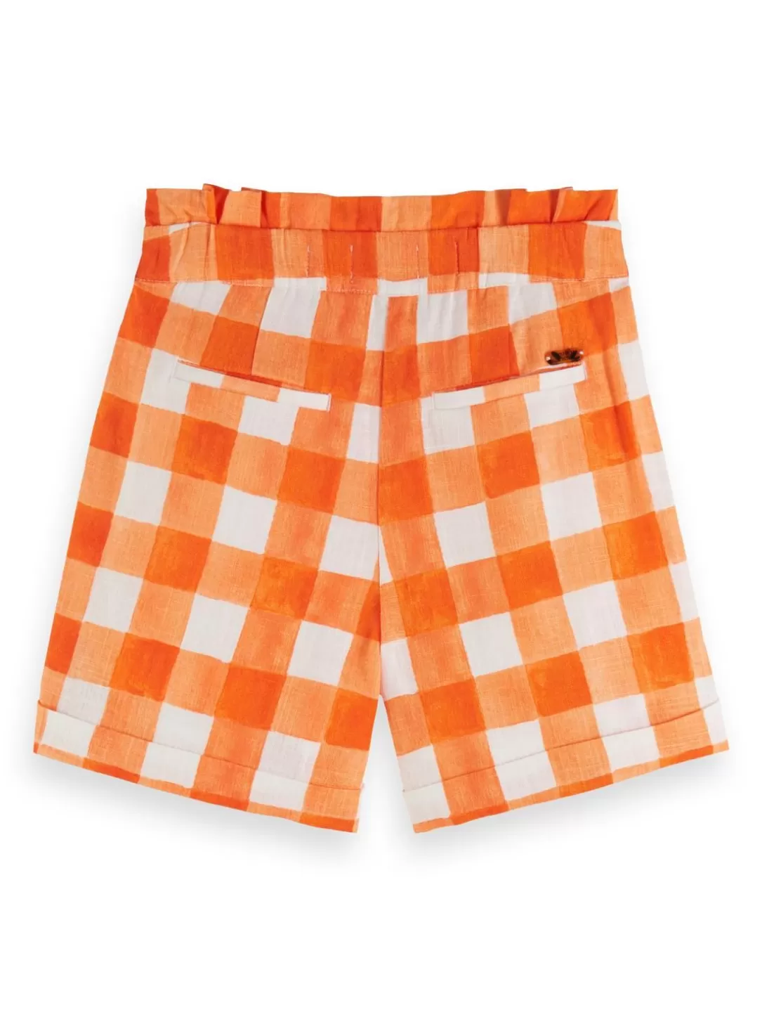 Scotch and Soda Checked High-Rise Wide Leg Shorts Papaya Bistro Check Discount