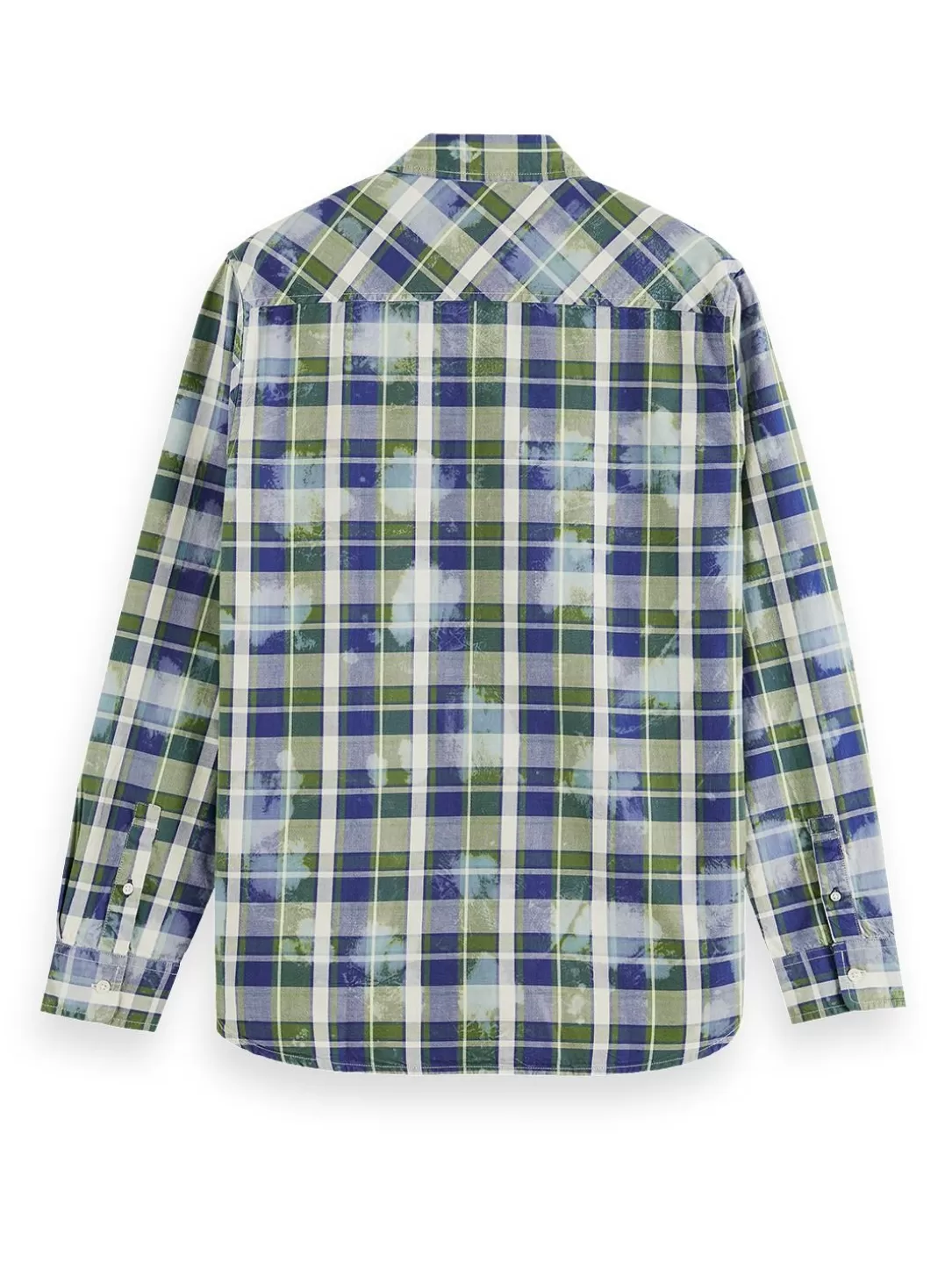 Scotch and Soda Denim Washed Checked Workwear Shirt Field Green Check Clearance