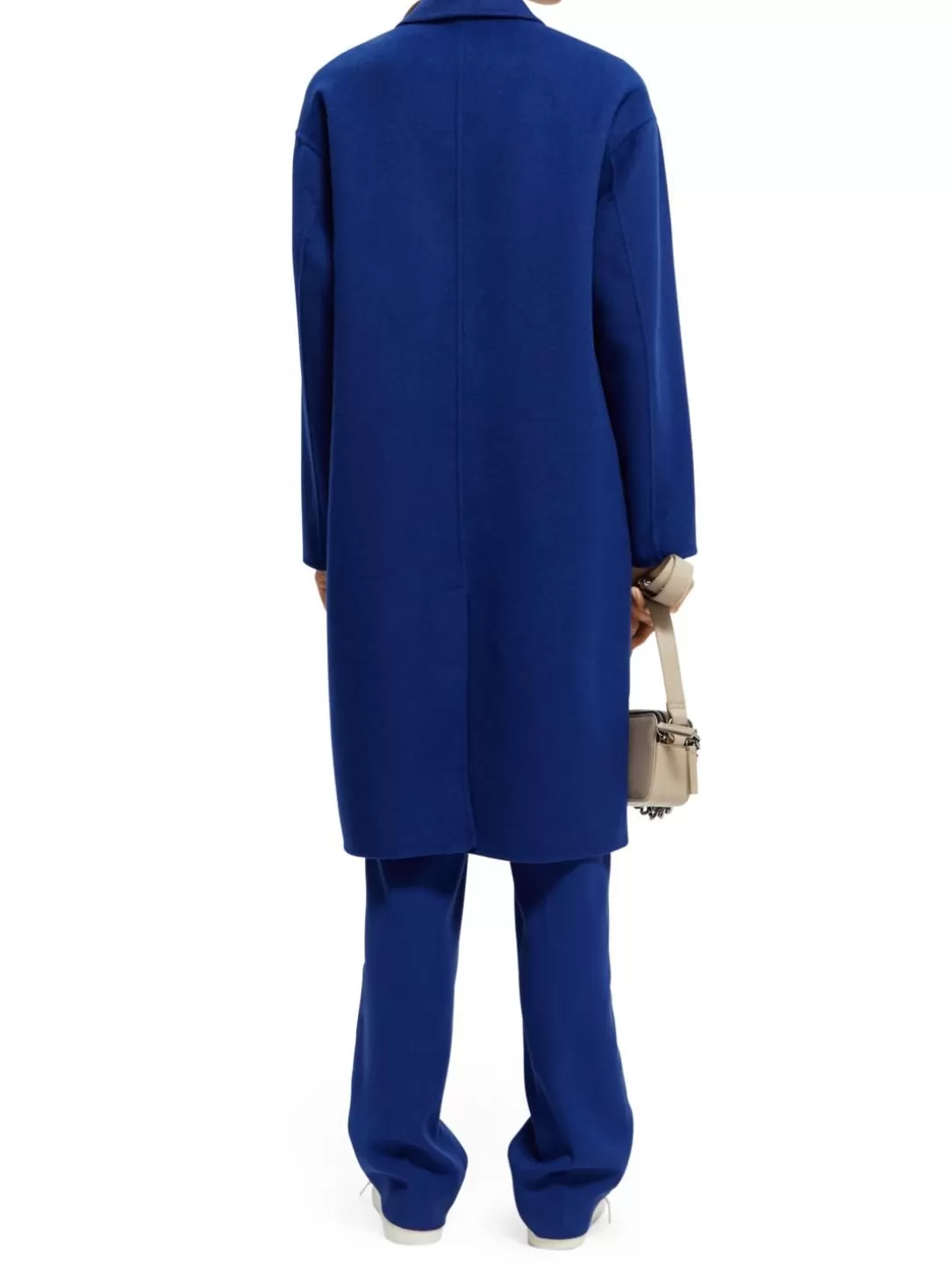 Scotch and Soda Double-Breasted Wool-Blended Coat Bright Blue Melange Fashion