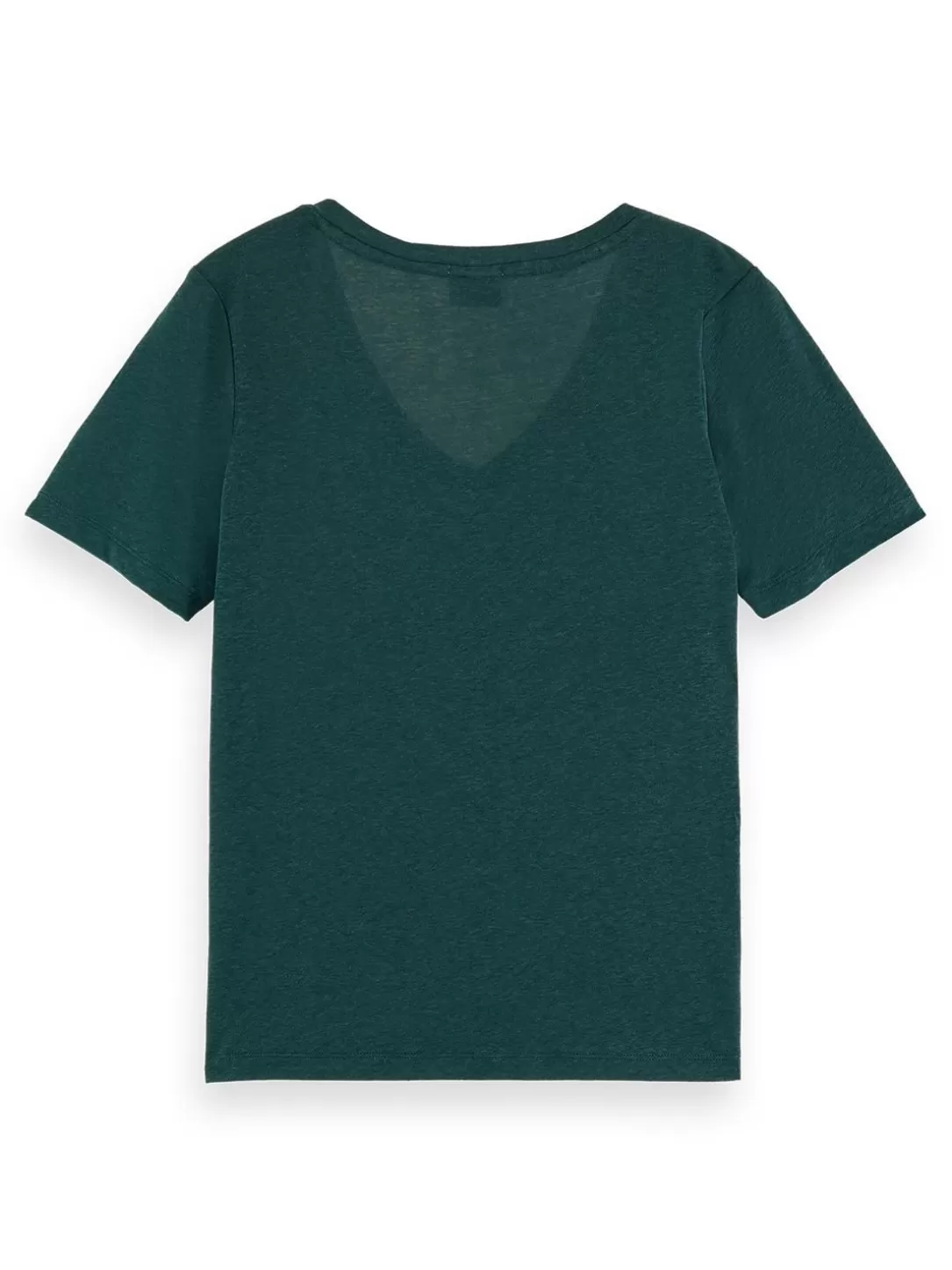 Scotch and Soda Embroidered Detail V-Neck T-Shirt Bottle Green Store