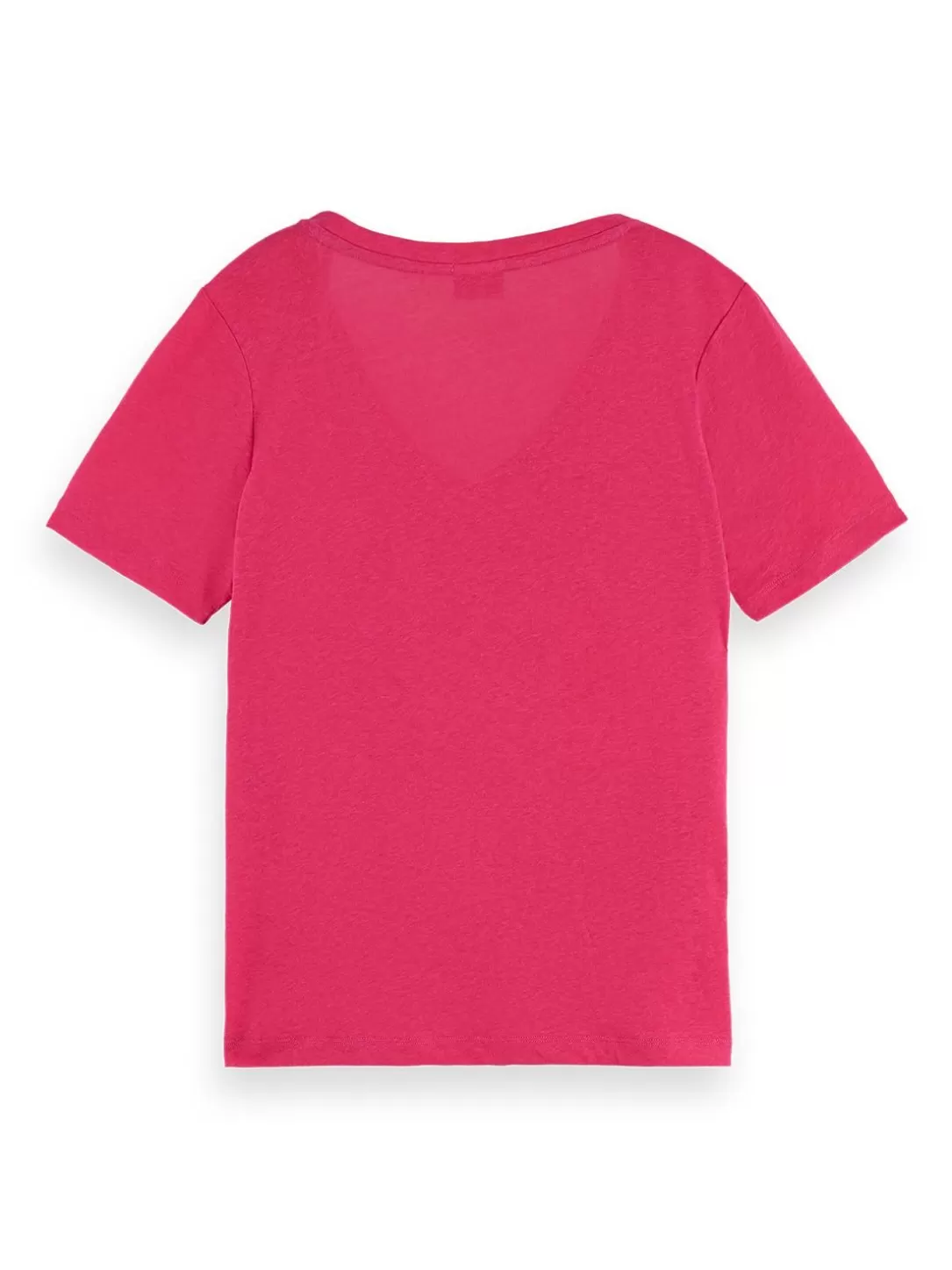 Scotch and Soda Embroidered Detail V-Neck T-Shirt Pop Pink Discount