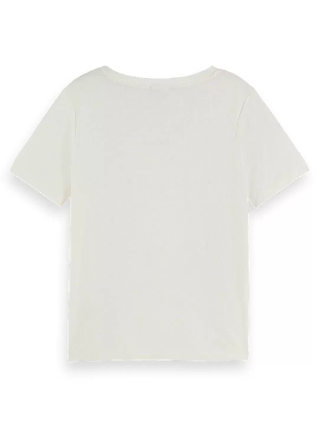 Scotch and Soda Embroidered Detail V-Neck T-Shirt Off White Outlet