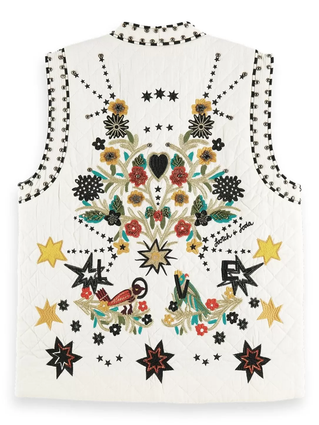 Scotch and Soda Embroidered Gilet Ecru Flash Sale