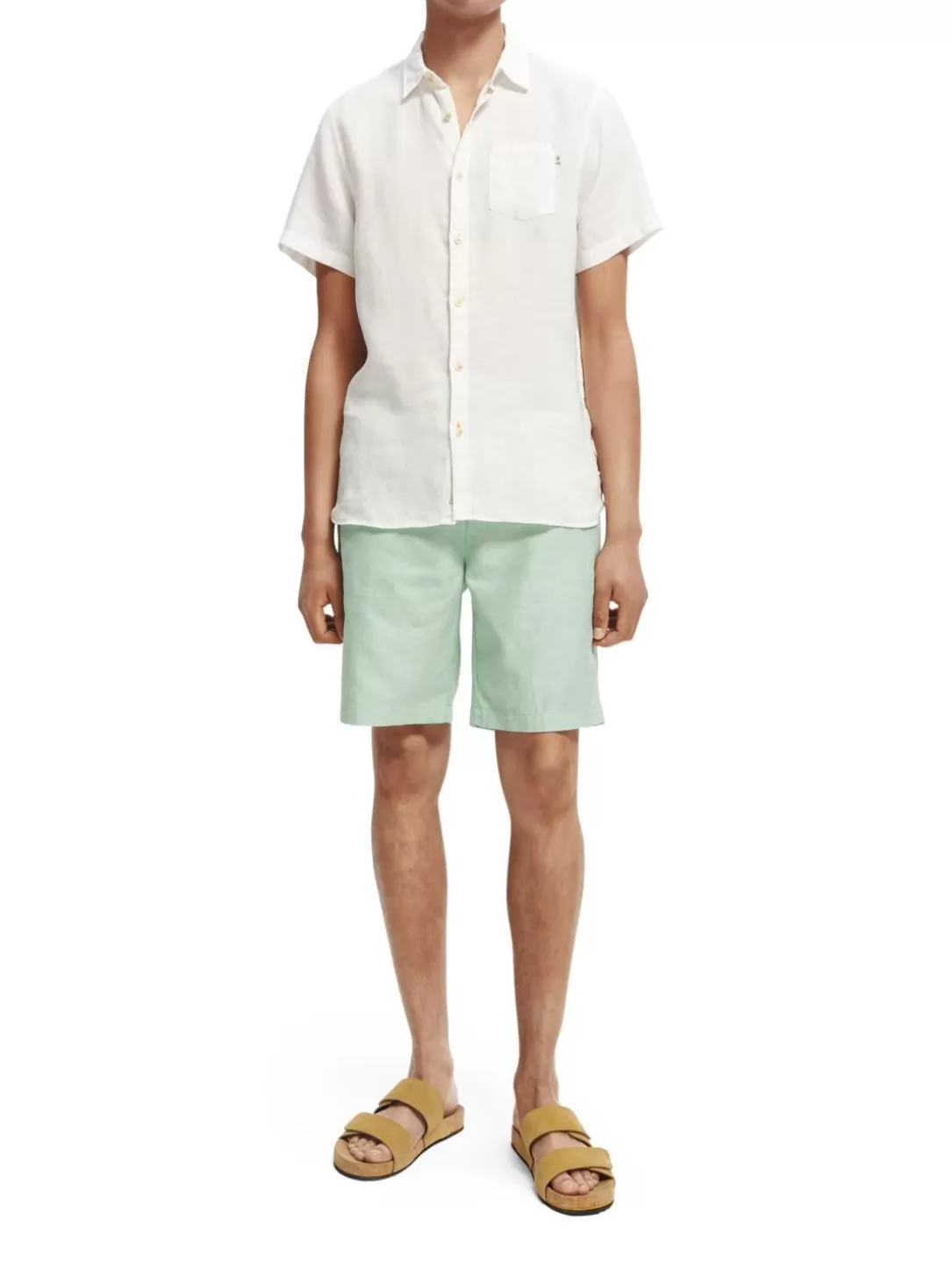 Scotch and Soda Fave Linen-Blend Beach Short Smashmint Melange Clearance