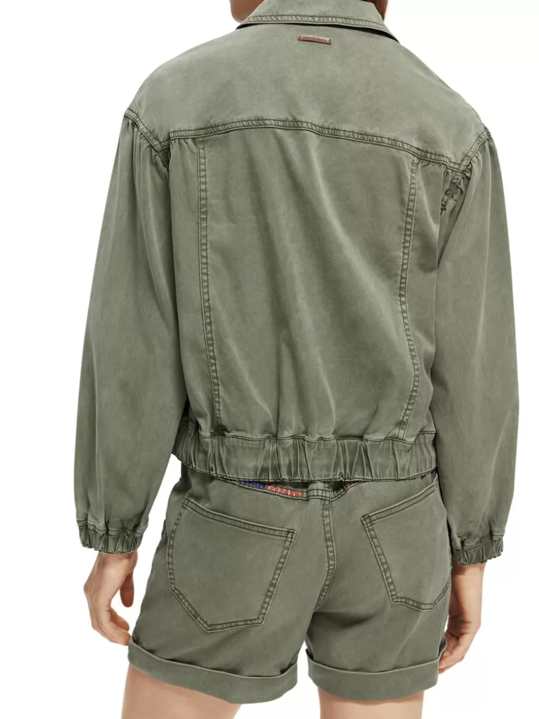 Scotch and Soda Garment-Dyed Utility Jacket Olive Green Clearance