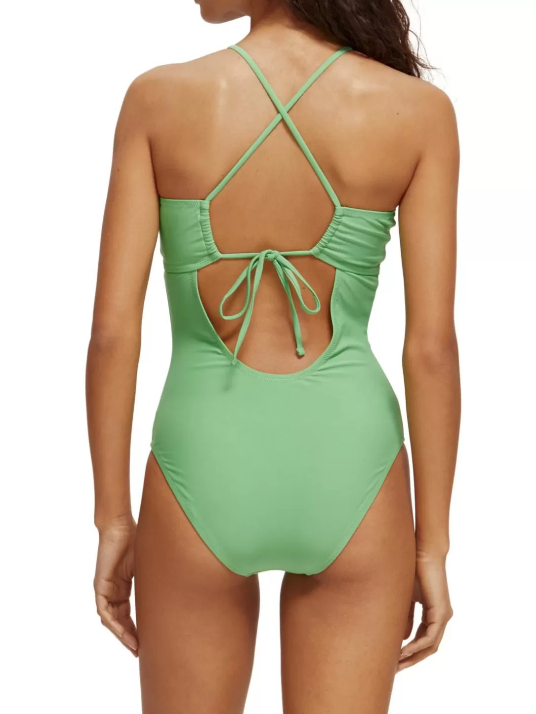 Scotch and Soda Halter Swimsuit Bright Parakeet Cheap