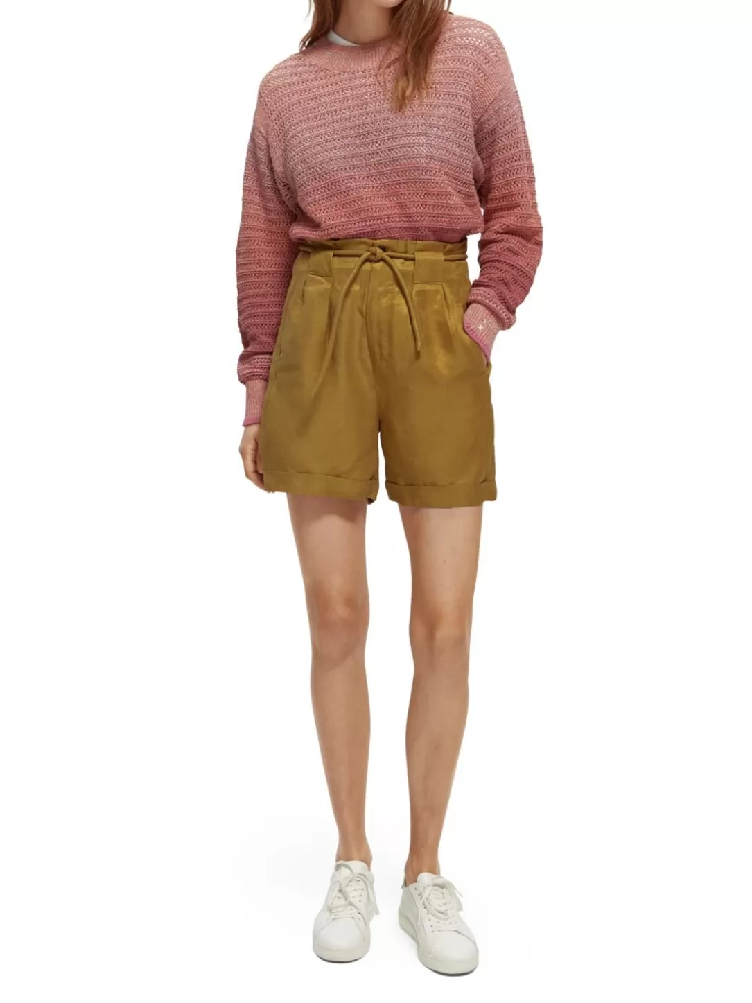 Scotch and Soda High Rise Mini-Length Shorts Coconut Shell Clearance