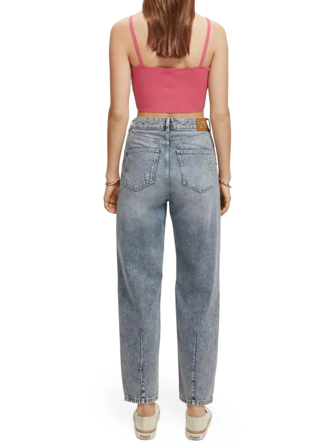 Scotch and Soda Knitted V-Neck Crop Top Pink Punch Cheap