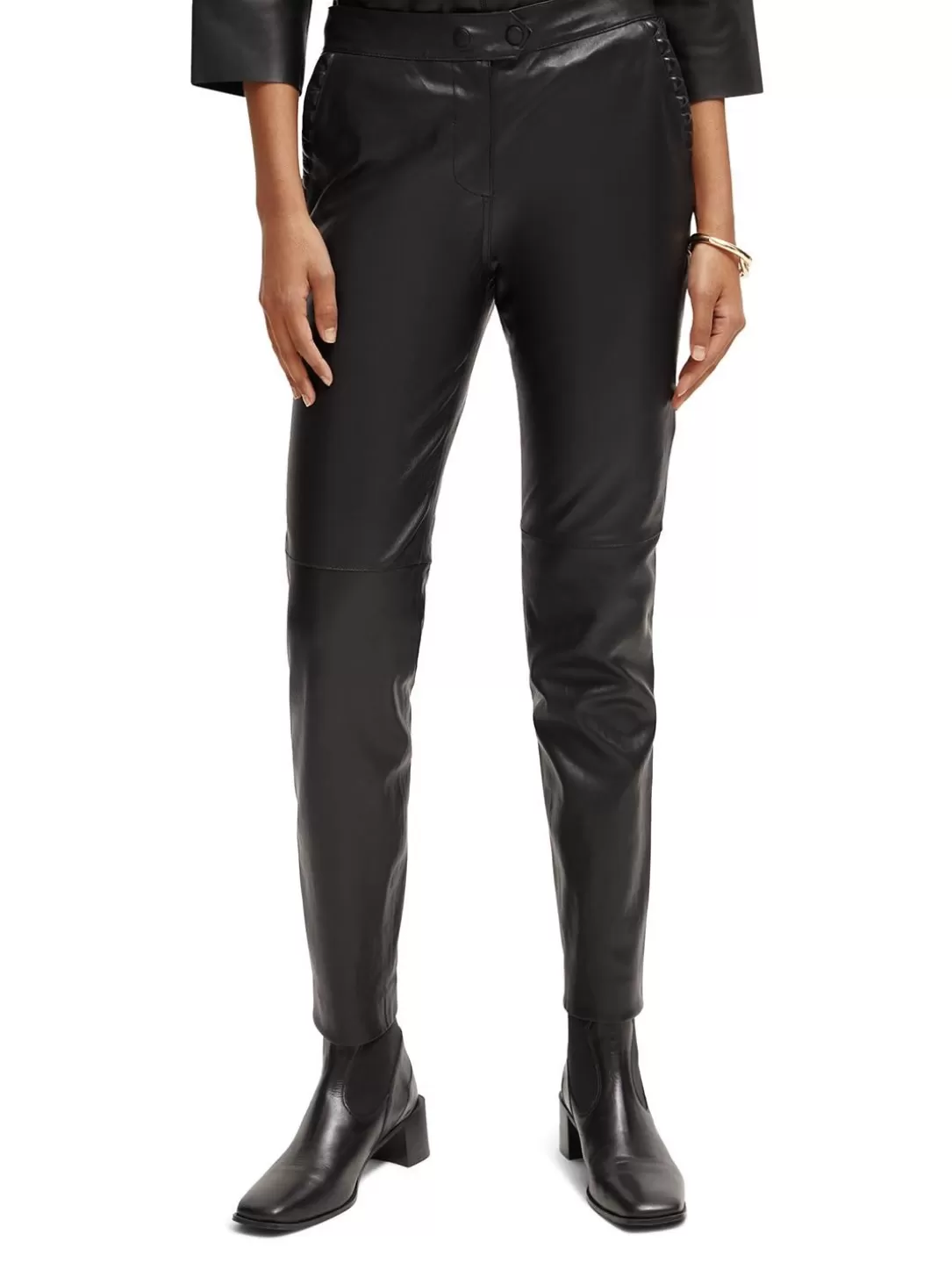 Scotch and Soda Leather Biker Pants Black Sale