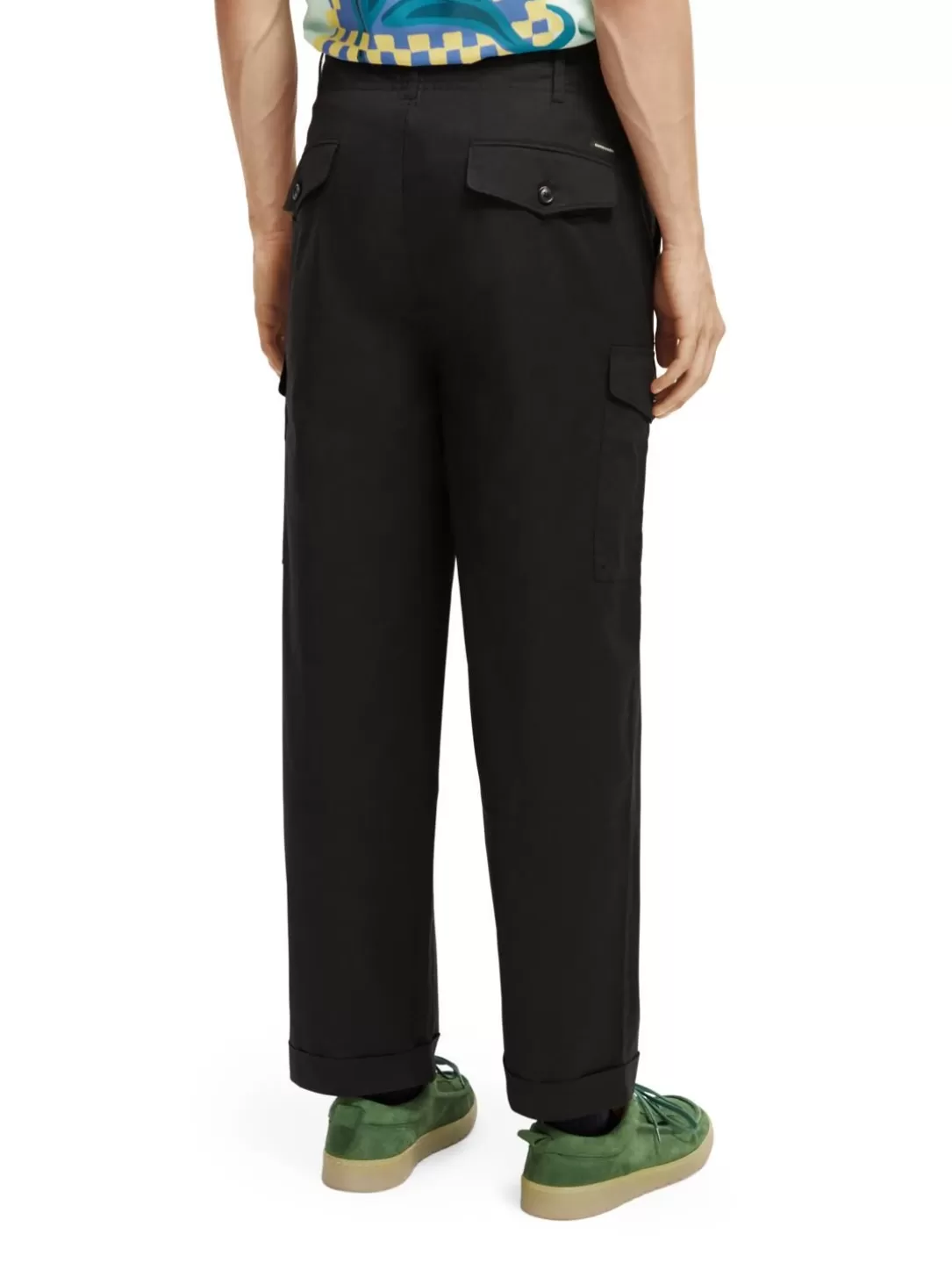 Scotch and Soda Lightweight Poplin Organic Cotton Cargo Trousers Black Best