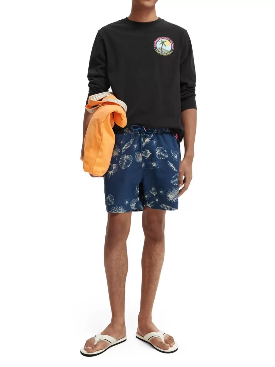 Scotch and Soda Mid-Length Printed Swim Shorts Combo H Clearance