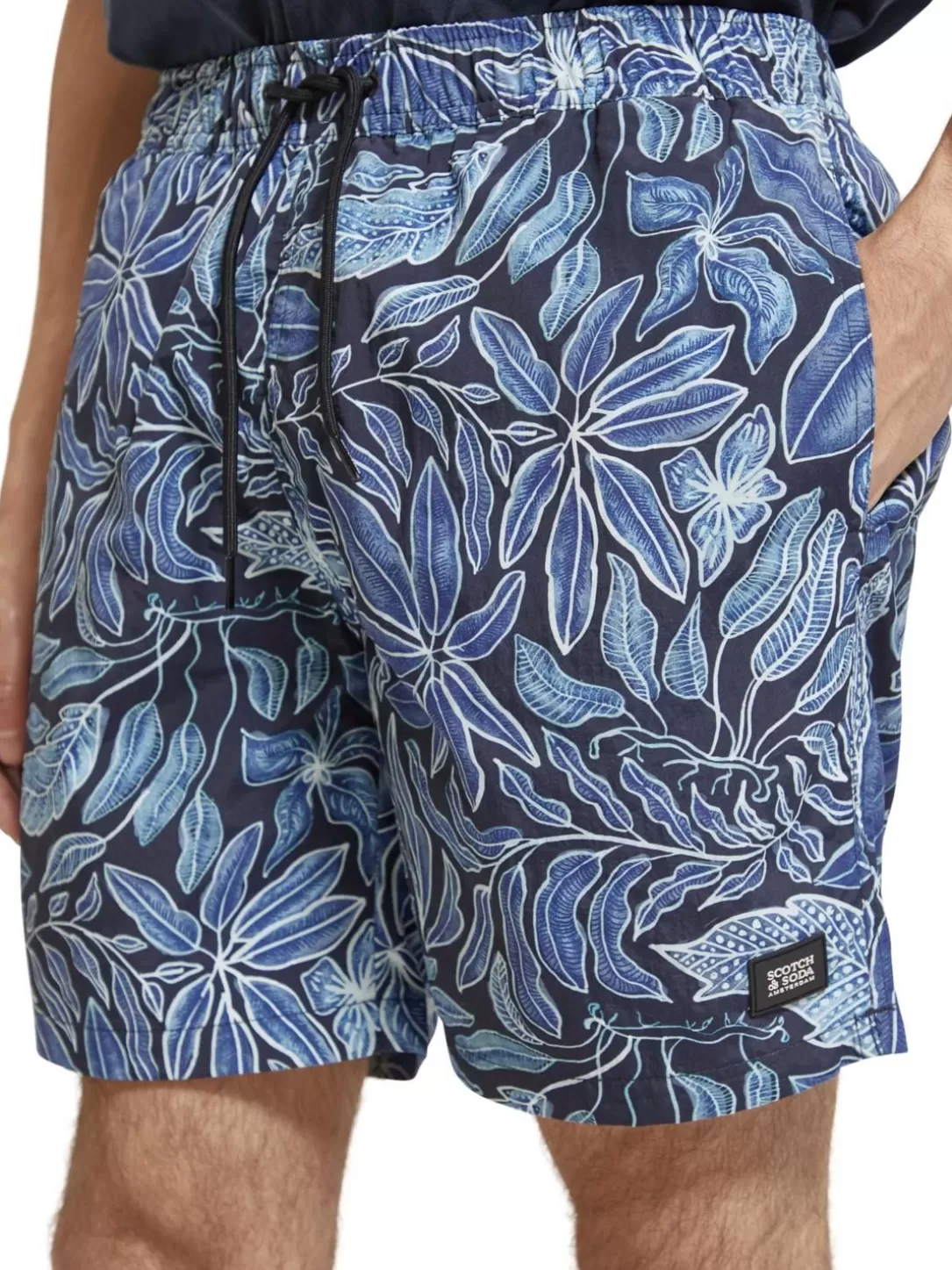 Scotch and Soda Mid-Length Printed Swim Shorts Nocturnal Floral Blue Fashion