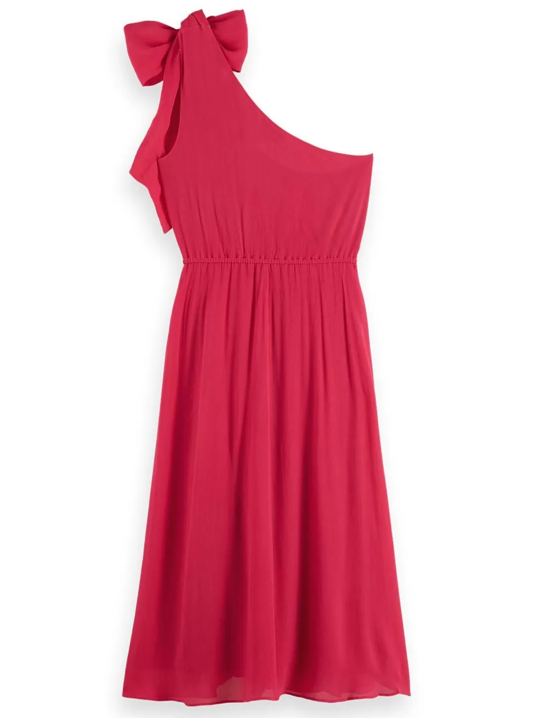 Scotch and Soda One Shoulder Dress With Bow Detail Pop Pink Clearance