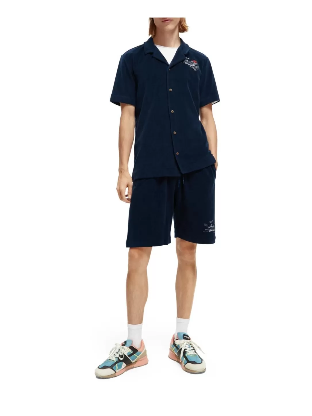 Scotch and Soda Organic Cotton Towelling Shorts Navy Shop