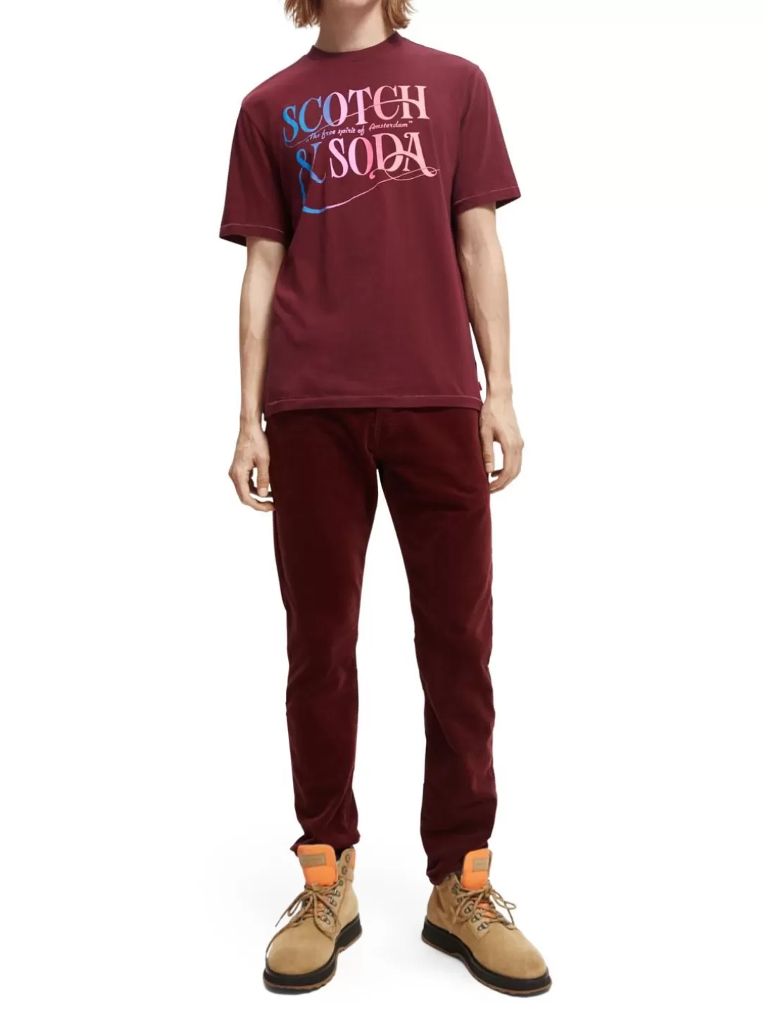 Scotch and Soda Organic Jersey Artwork T-Shirt Bordeaux Outlet