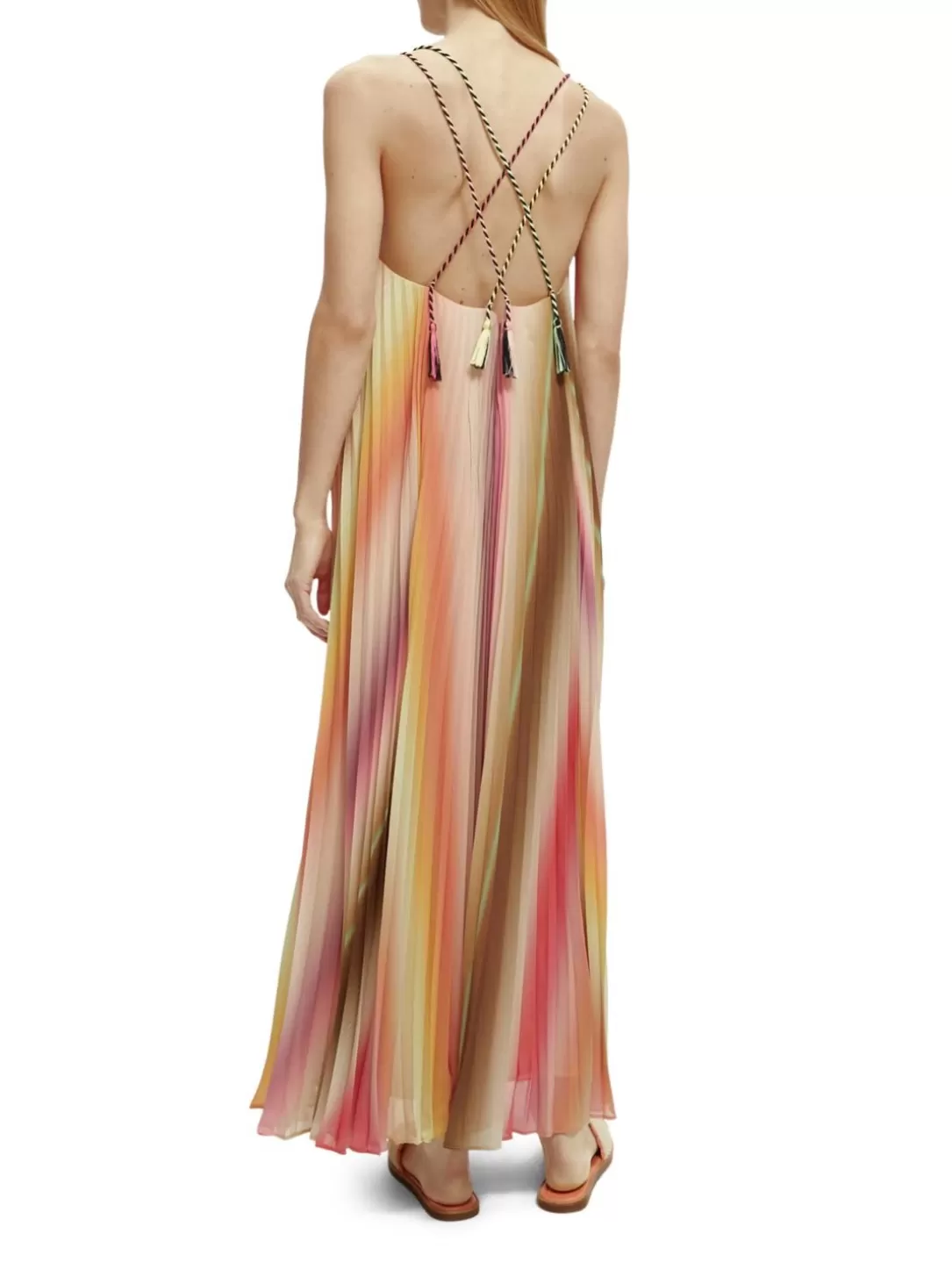 Scotch and Soda Pleated Maxi Strap Dress Rainbow Ombre Flash Sale