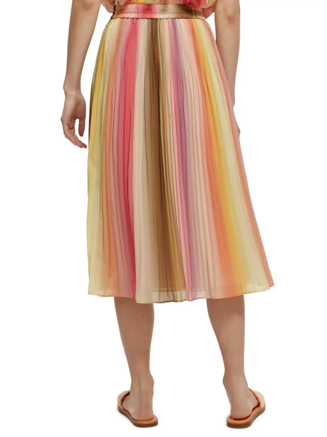 Scotch and Soda Pleated Midi Skirt Rainbow Ombre Outlet