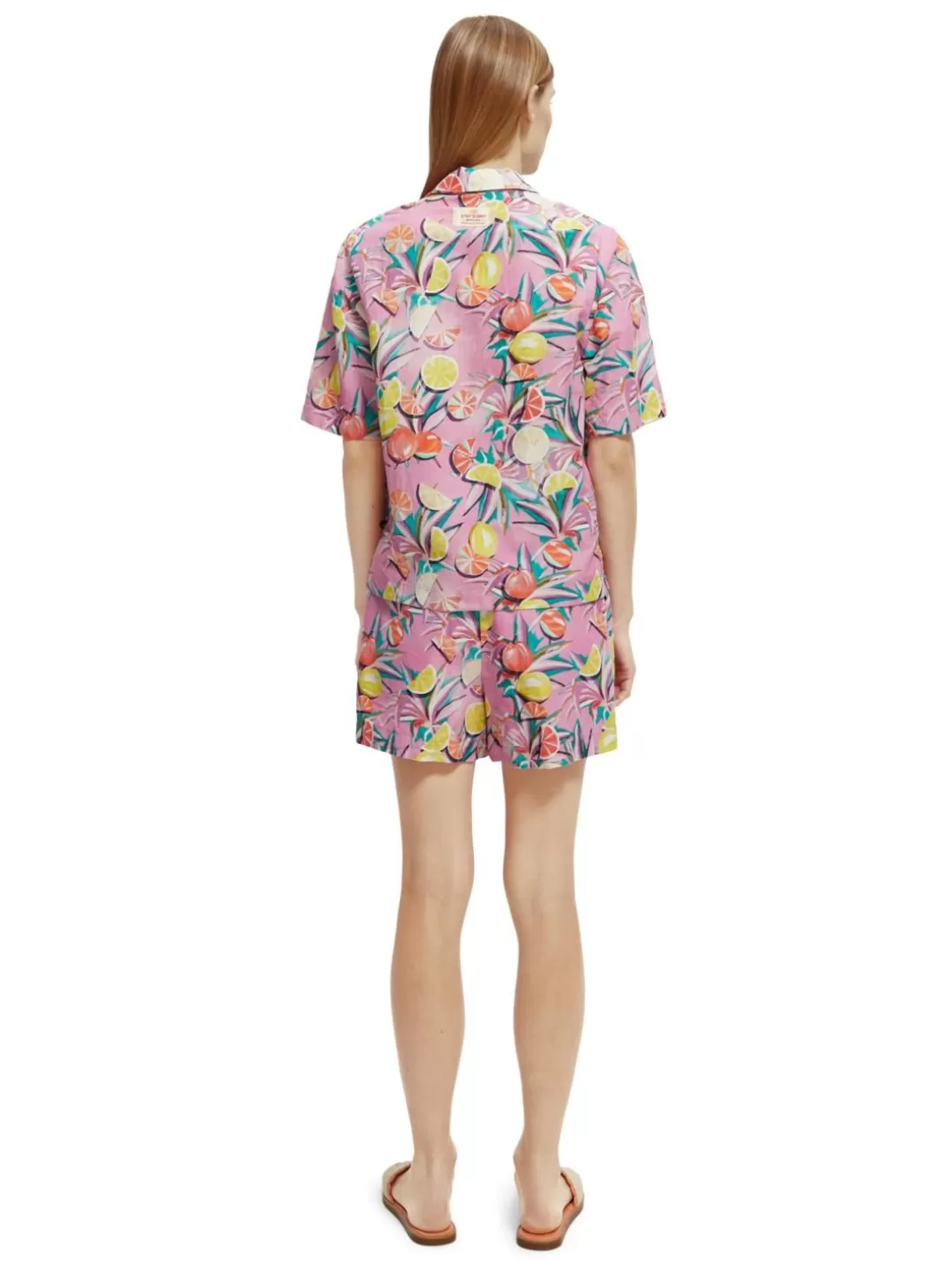 Scotch and Soda Printed Camp Shirt Citrus Squash Orchid Outlet