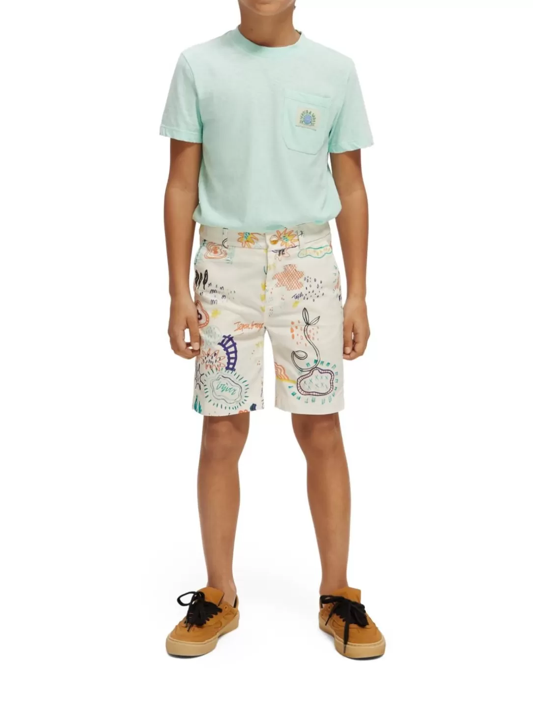 Scotch and Soda Printed Chino Shorts Park Scribbles Ecru Discount