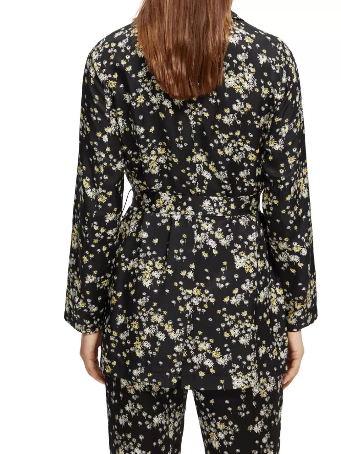 Scotch and Soda Printed Draped Blazer Dandelion Black Fashion