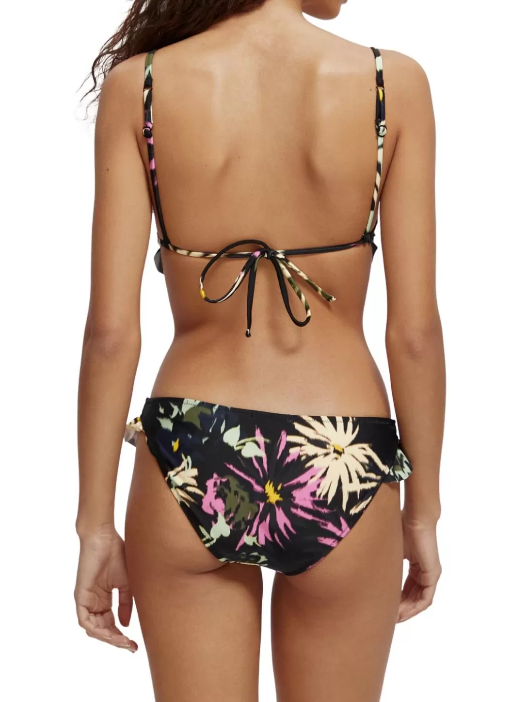 Scotch and Soda Printed Ruffled Bikini Bottom Aster Black Cheap