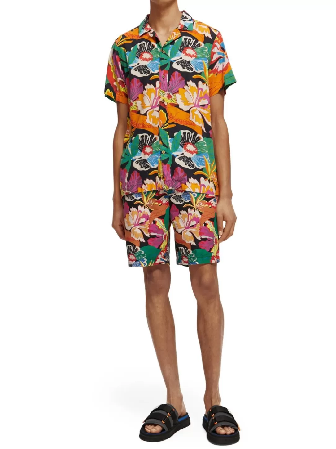 Scotch and Soda Printed Short-Sleeved Camp Shirt Floral Fashion