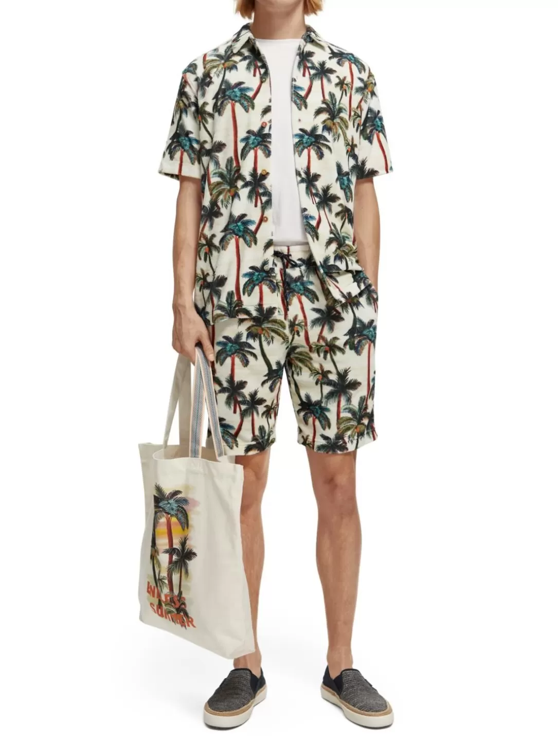 Scotch and Soda Printed Terry Bermuda Shorts Palmtrees Online