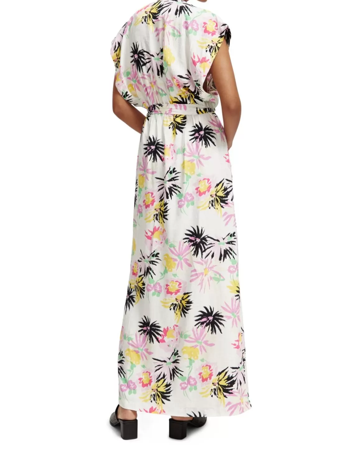 Scotch and Soda Printed V-Neck Maxi Dress Aster White Hot