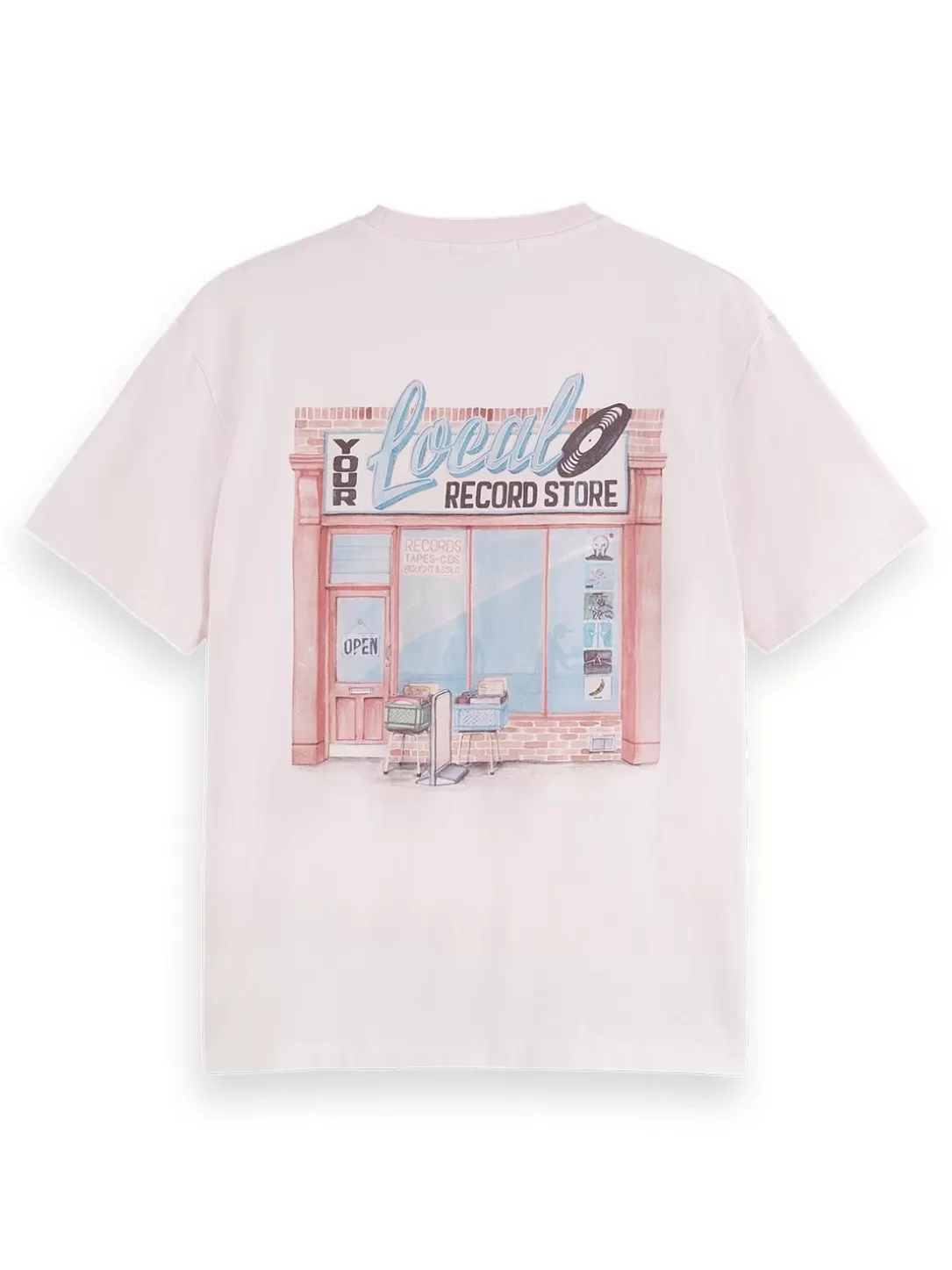 Scotch and Soda Record Store Artwork T-Shirt Pink Cloud Hot