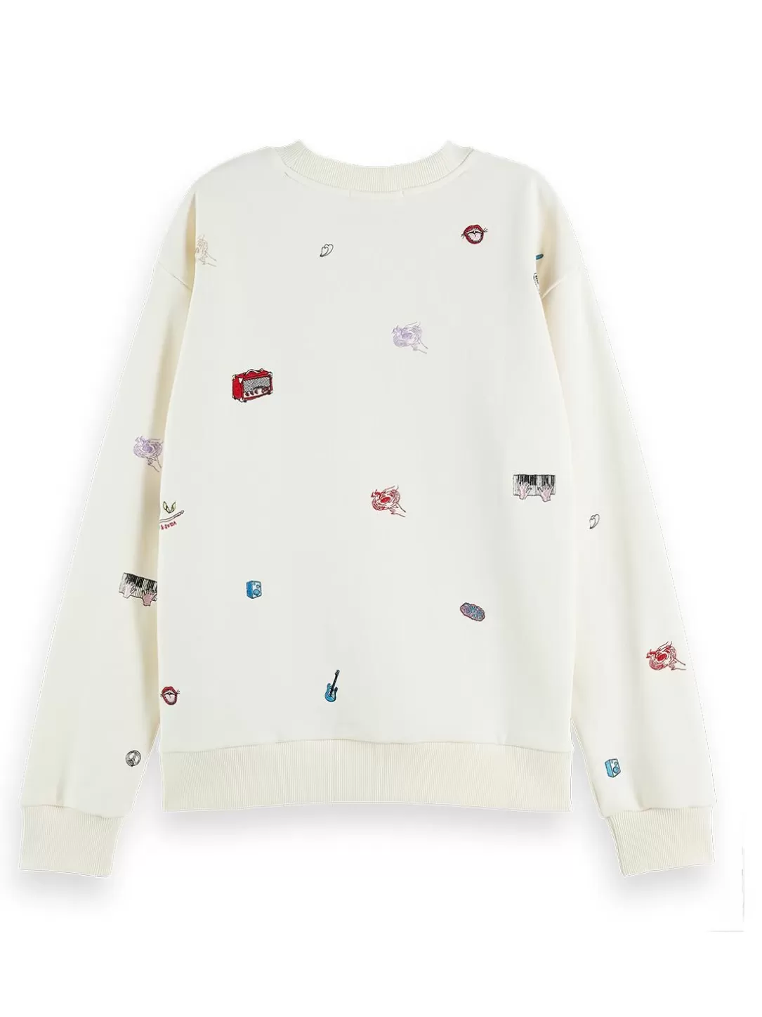 Scotch and Soda Relaxed Fit Embroidered Sweatshirt Big Scribble Sale