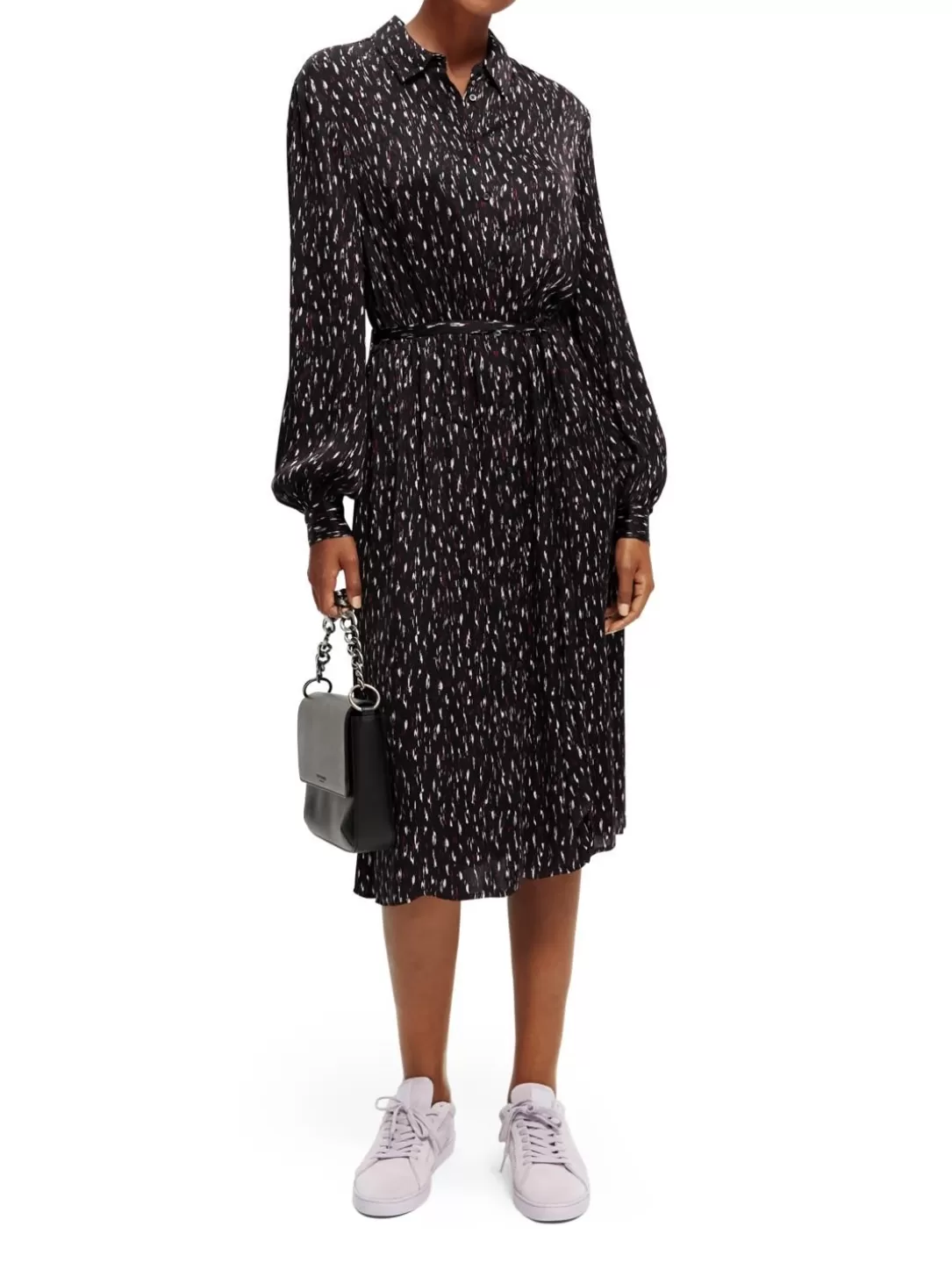 Scotch and Soda Relaxed Fit Printed Midi Jacquard Shirt Dress Ikat Rain Best Sale