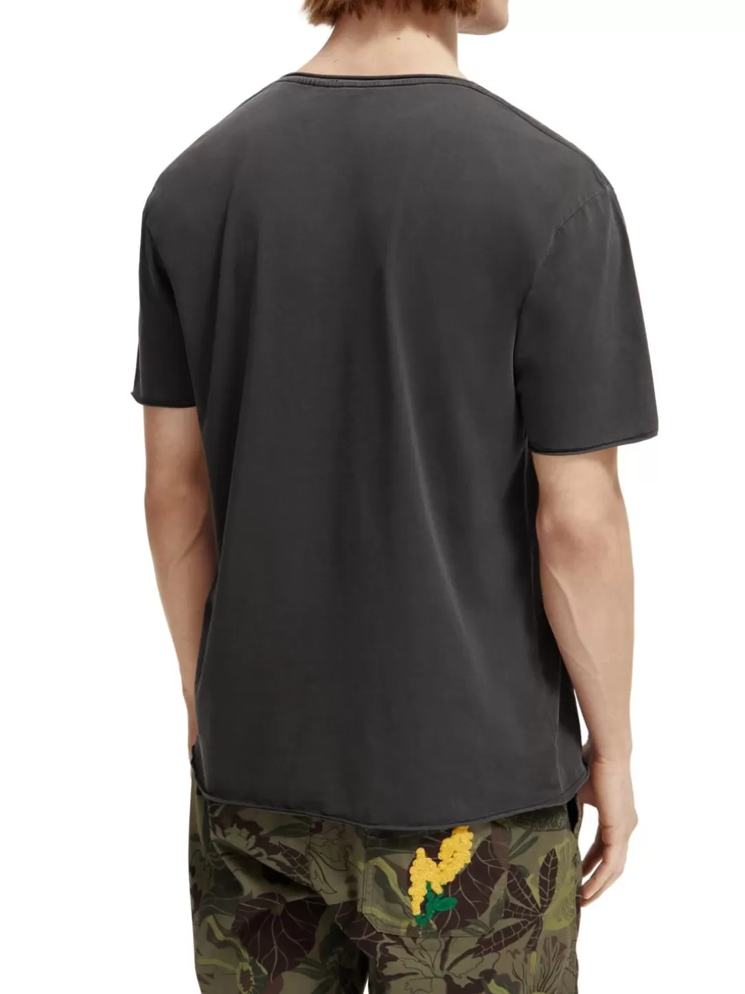 Scotch and Soda Relaxed Fit Raw Edge T-Shirt Black Store