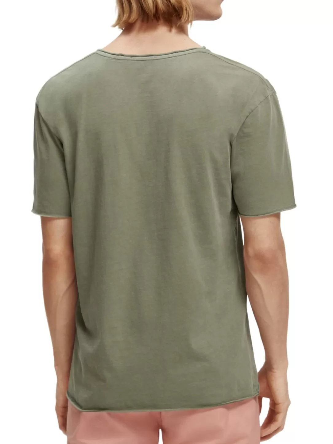 Scotch and Soda Relaxed Fit Raw Edge T-Shirt Army Clearance