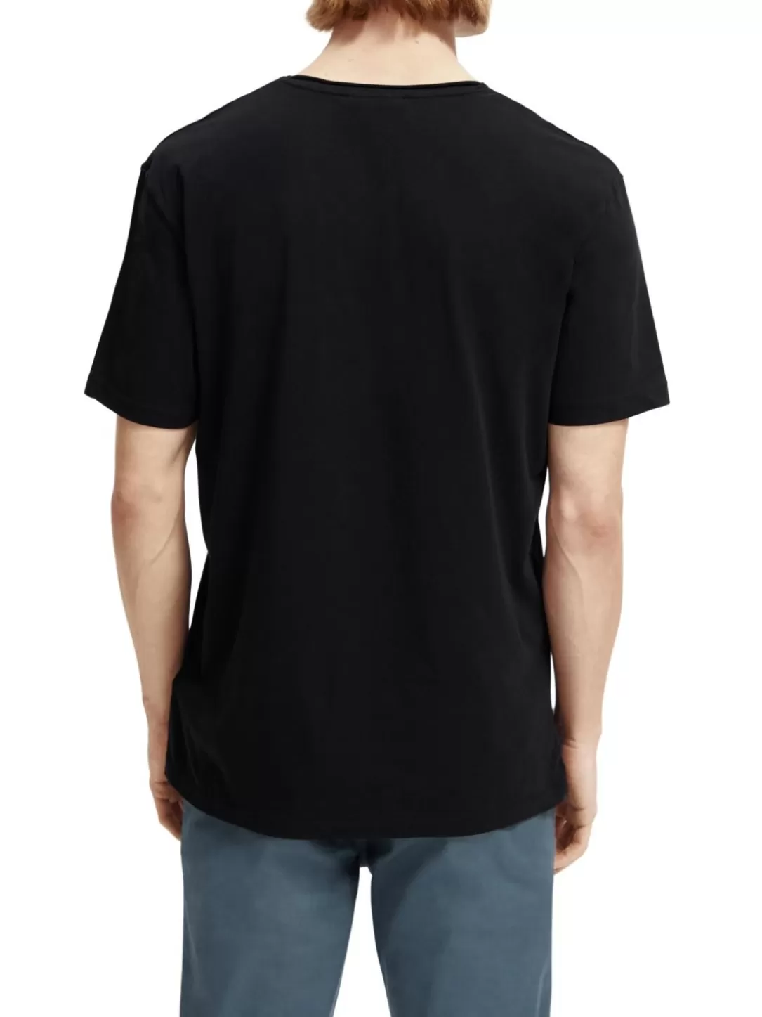 Scotch and Soda Relaxed Fit Raw-Edge Organic Cotton T-Shirt Black Outlet