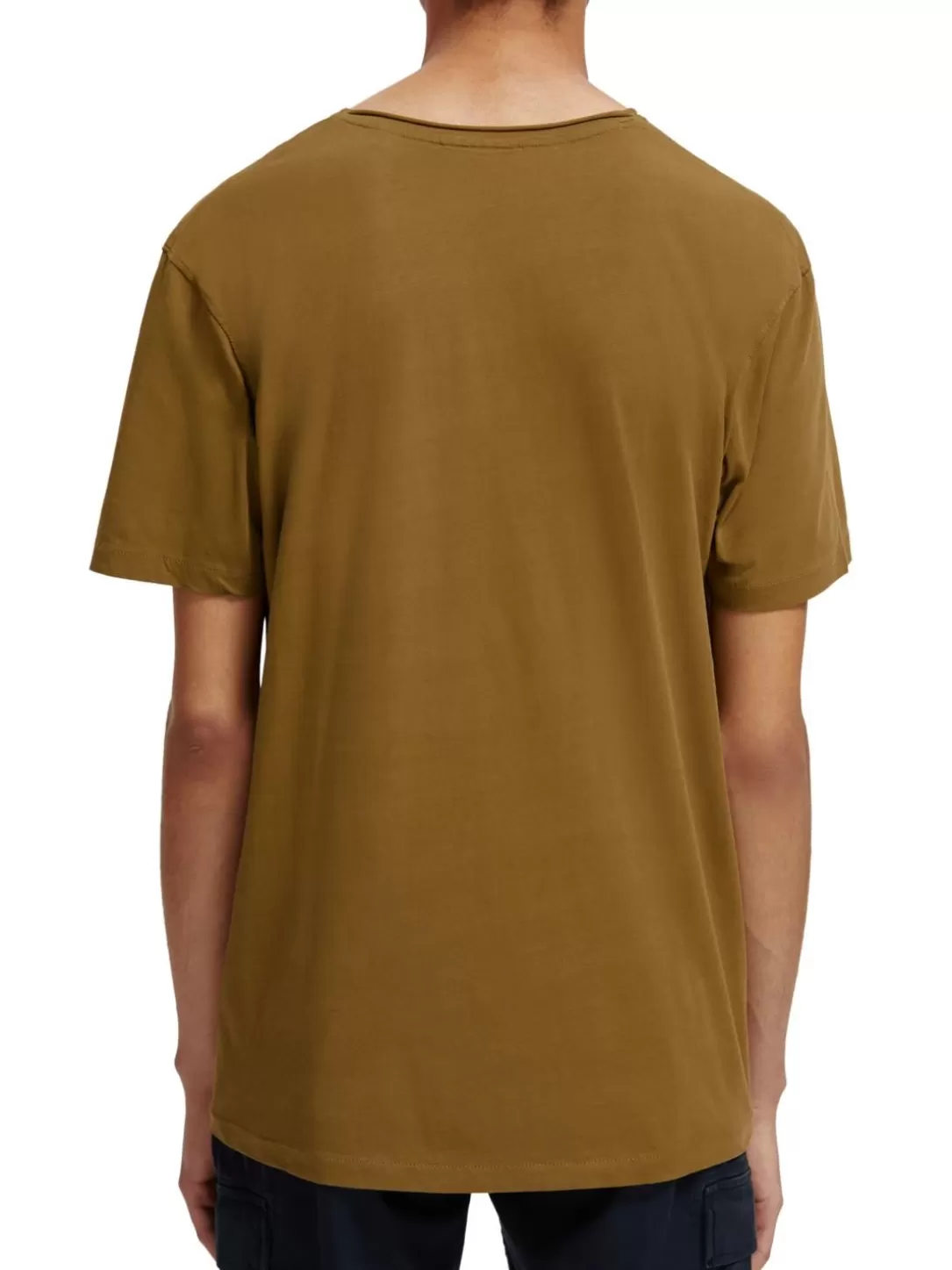 Scotch and Soda Relaxed Fit Raw-Edge Organic Cotton T-Shirt Khaki Cheap