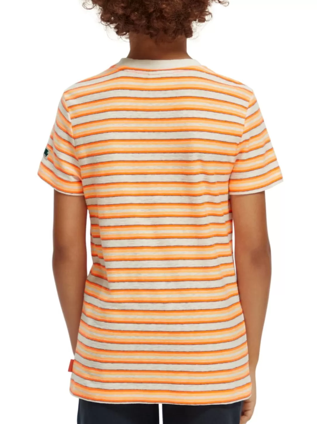 Scotch and Soda Relaxed-Fit Yarn-Dyed Striped T-Shirt Neon Peach Stripe Hot