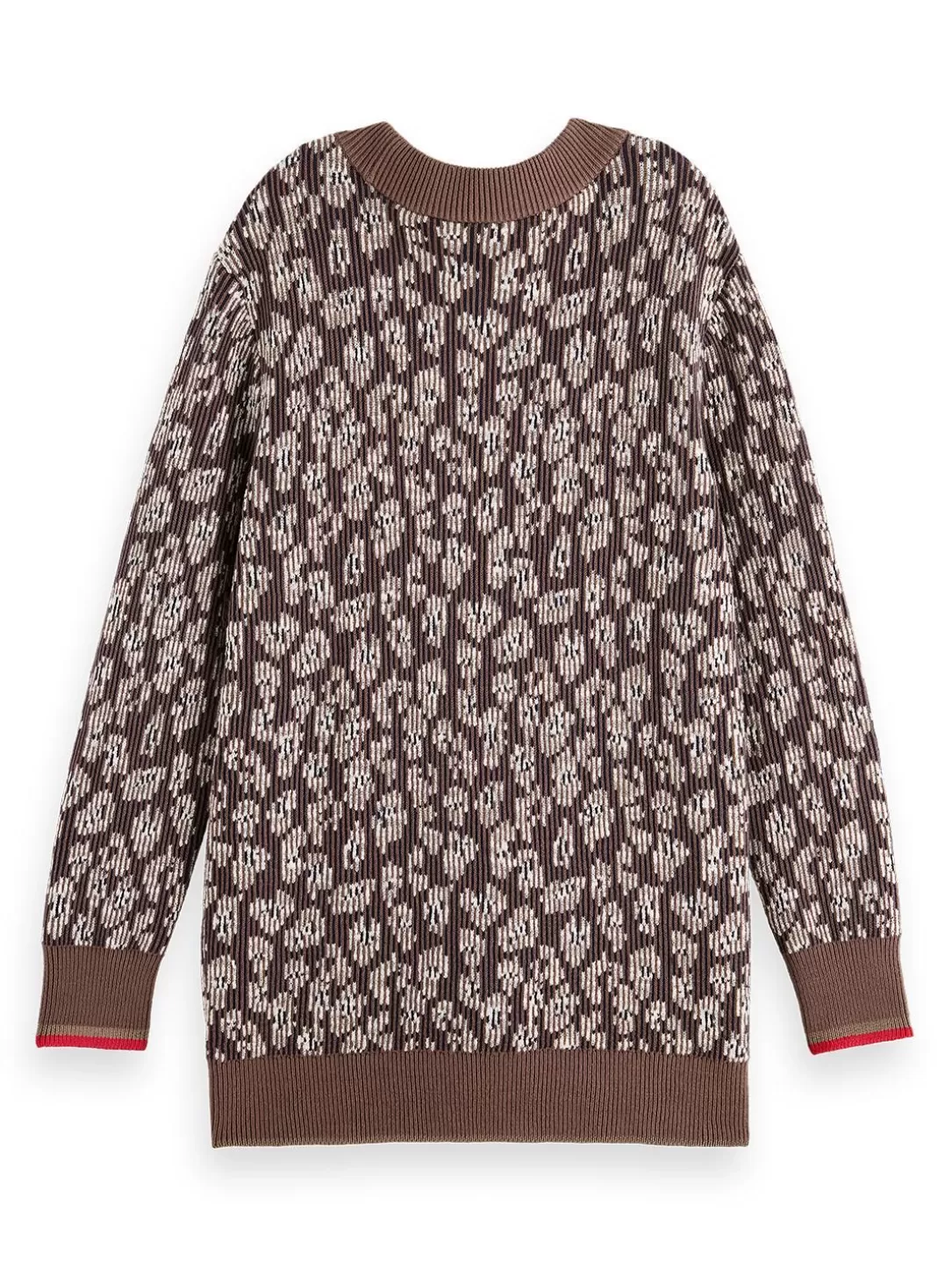 Scotch and Soda Reversible Animal Jacquard Cardigan Taupe Outlet