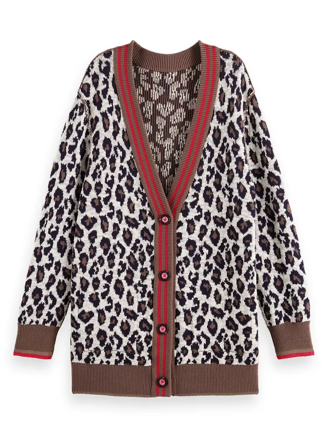 Scotch and Soda Reversible Animal Jacquard Cardigan Taupe Outlet