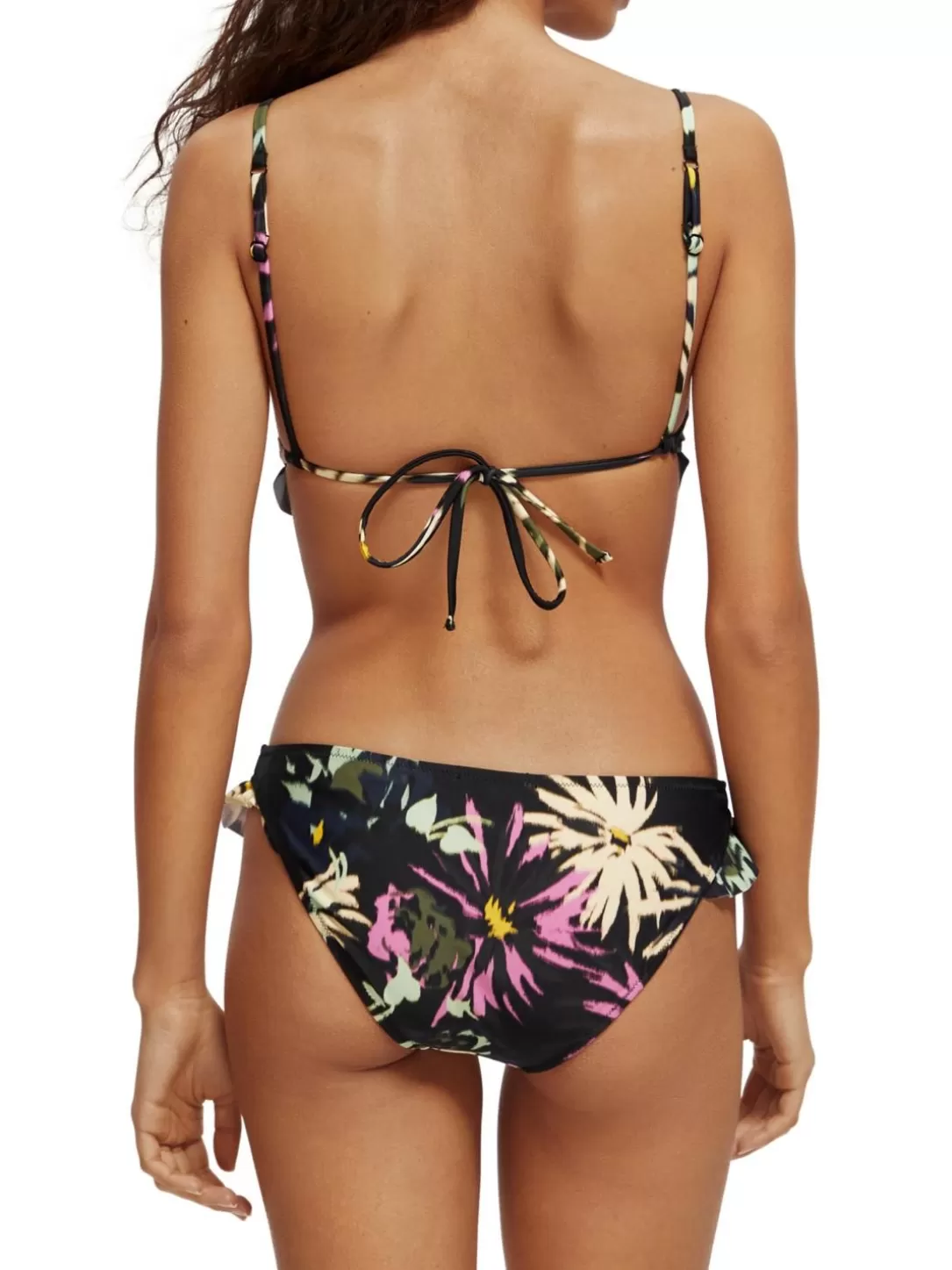 Scotch and Soda Ruffled Bikini Top Aster Black Clearance