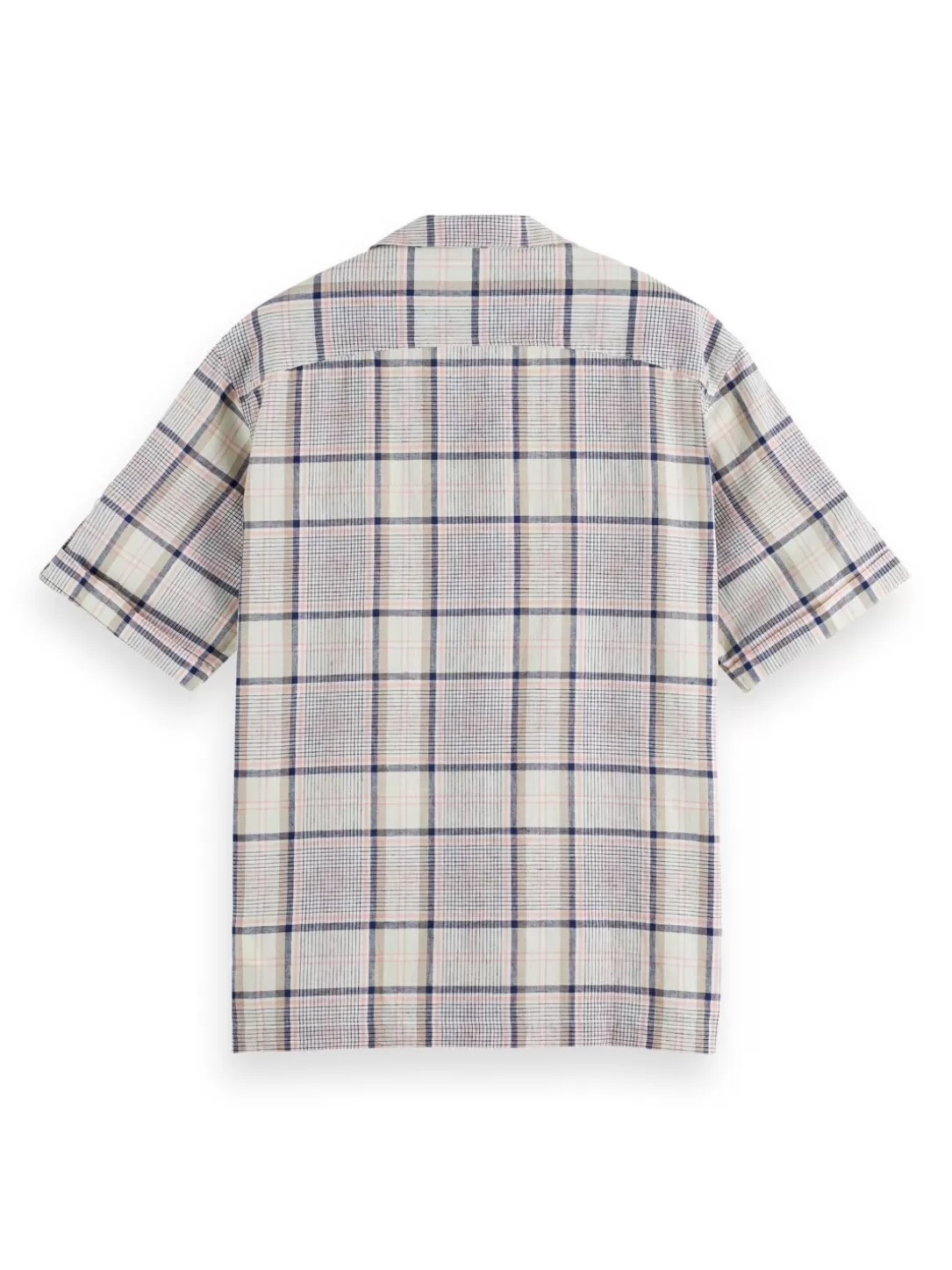 Scotch and Soda Short Sleeve Linen Blend Shirt Blue/Multi Check Clearance